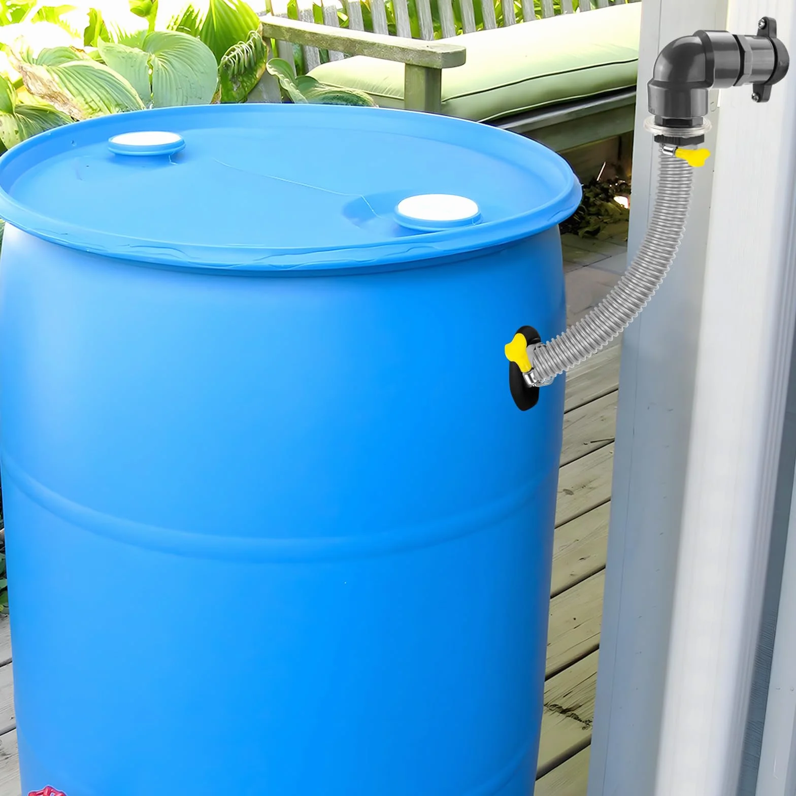 Recuperateur d Eau de Pluie pour Tuyau de Descente Ø 70-110mm, Collecteur Eau de Pluie Gouttiere, Toitures Jusqu'à 80 m², Tuyau 1 Mètre