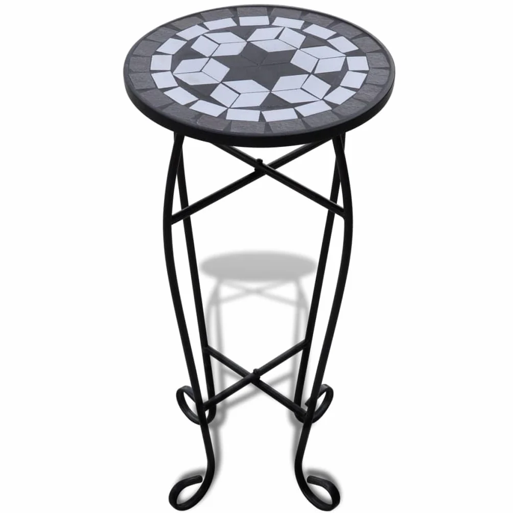 vidaXL Table d'appoint Mosaïque Noir et Blanc