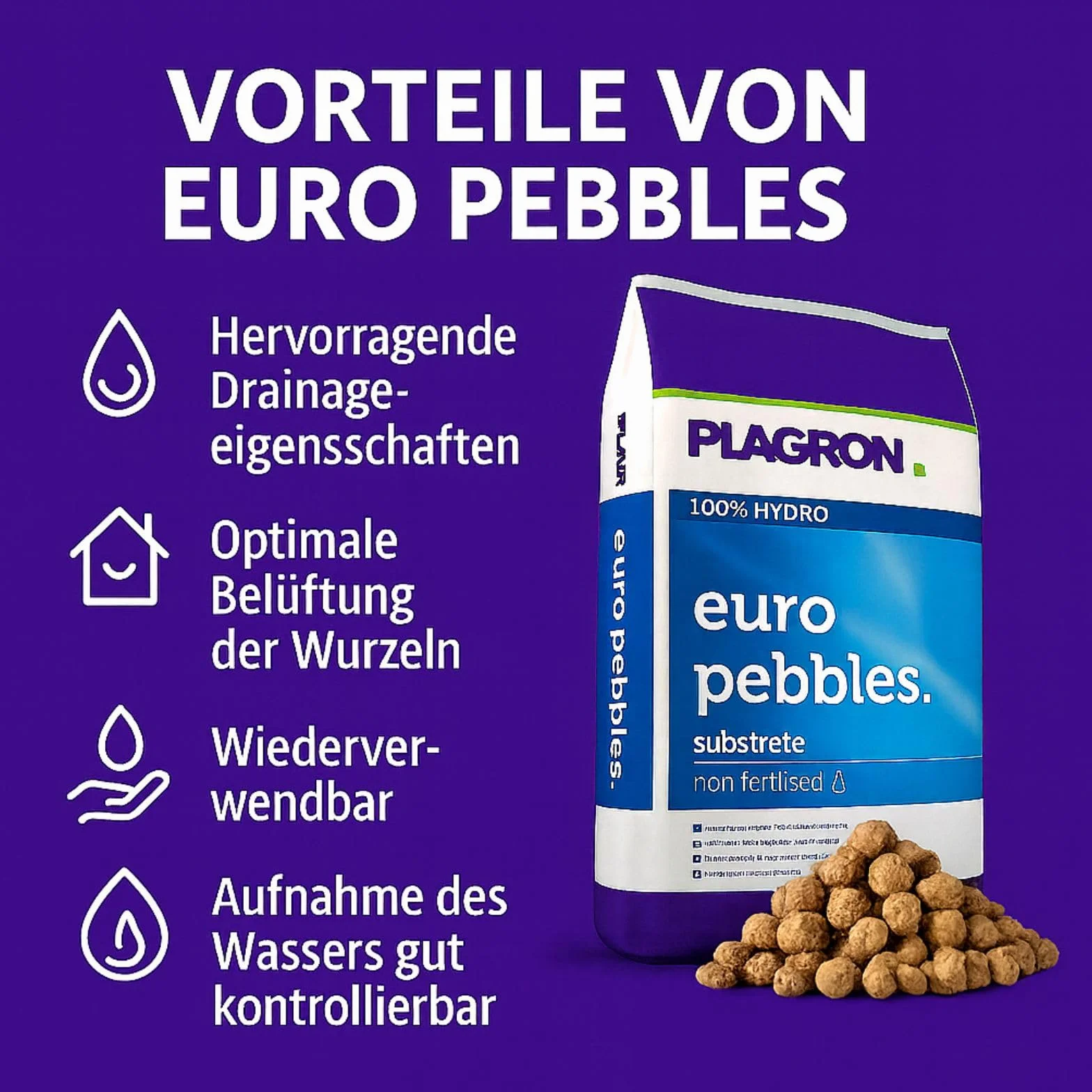 Plagron Euro Pebbles 45 L billes d'argile hydroponiques