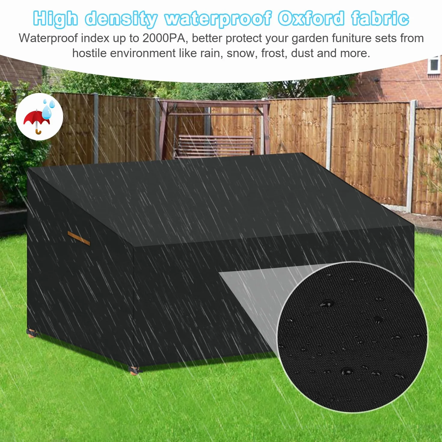 Housse de Canapé Exterieur Imperméable Anti UV 180x99x61/89cm 2-3 Places