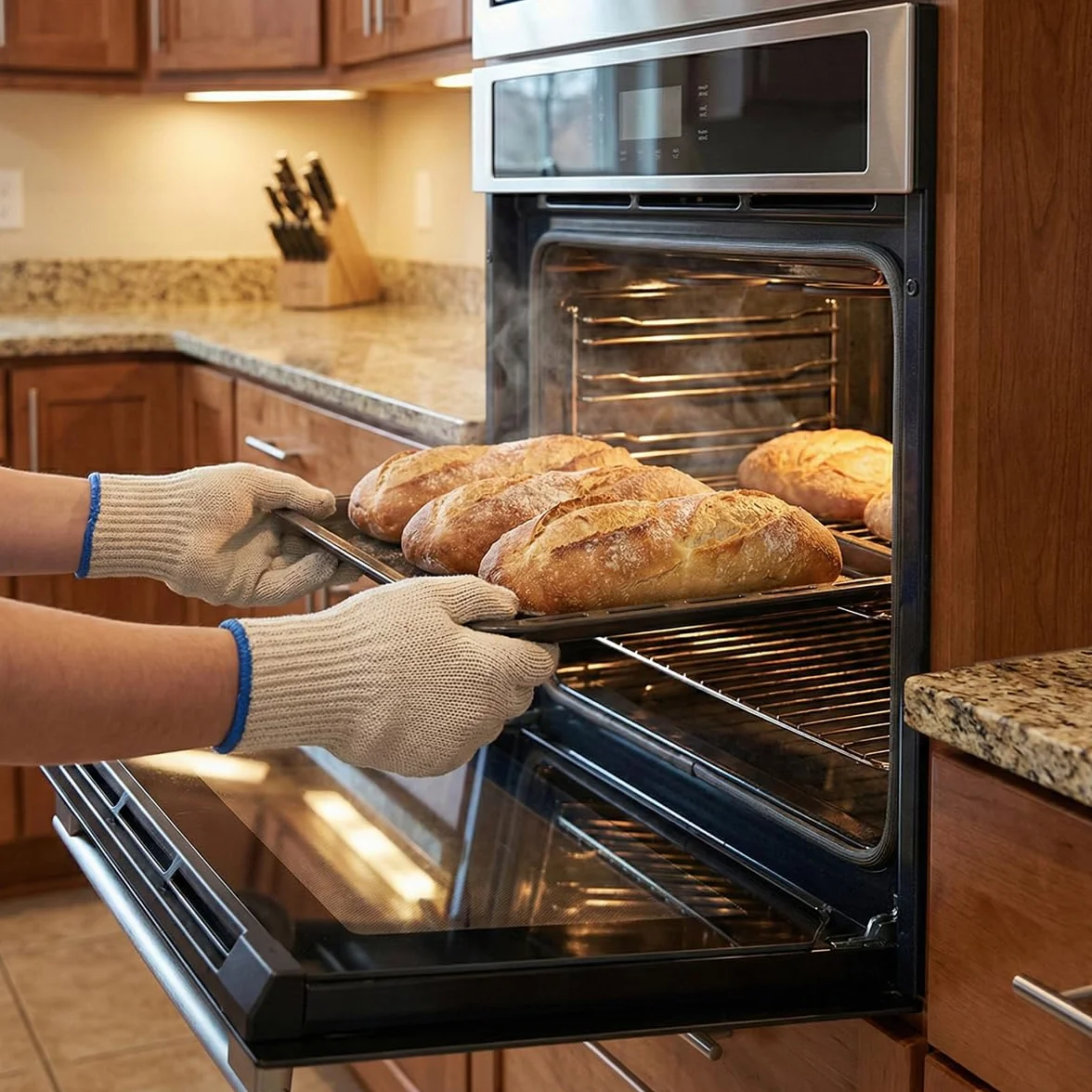 Gants de Cuisine Four Anti Chaleur Coton Tricoté Épais, Résistants à la Chaleur, pour Four Barbecue Grill