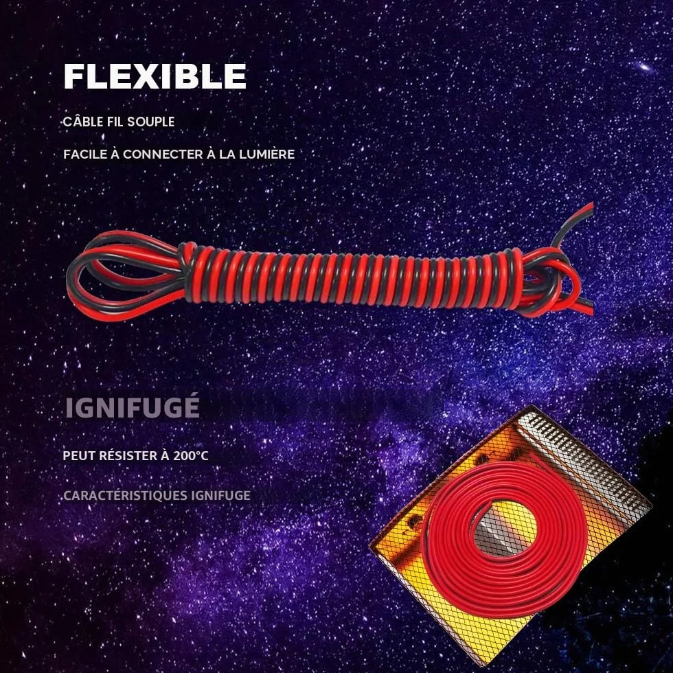 Câble D'extension 20 AWG 20m 2x0,5mm² Cuivre Etamé pour Bandes LED Couleur Unique 3528 5050 2835