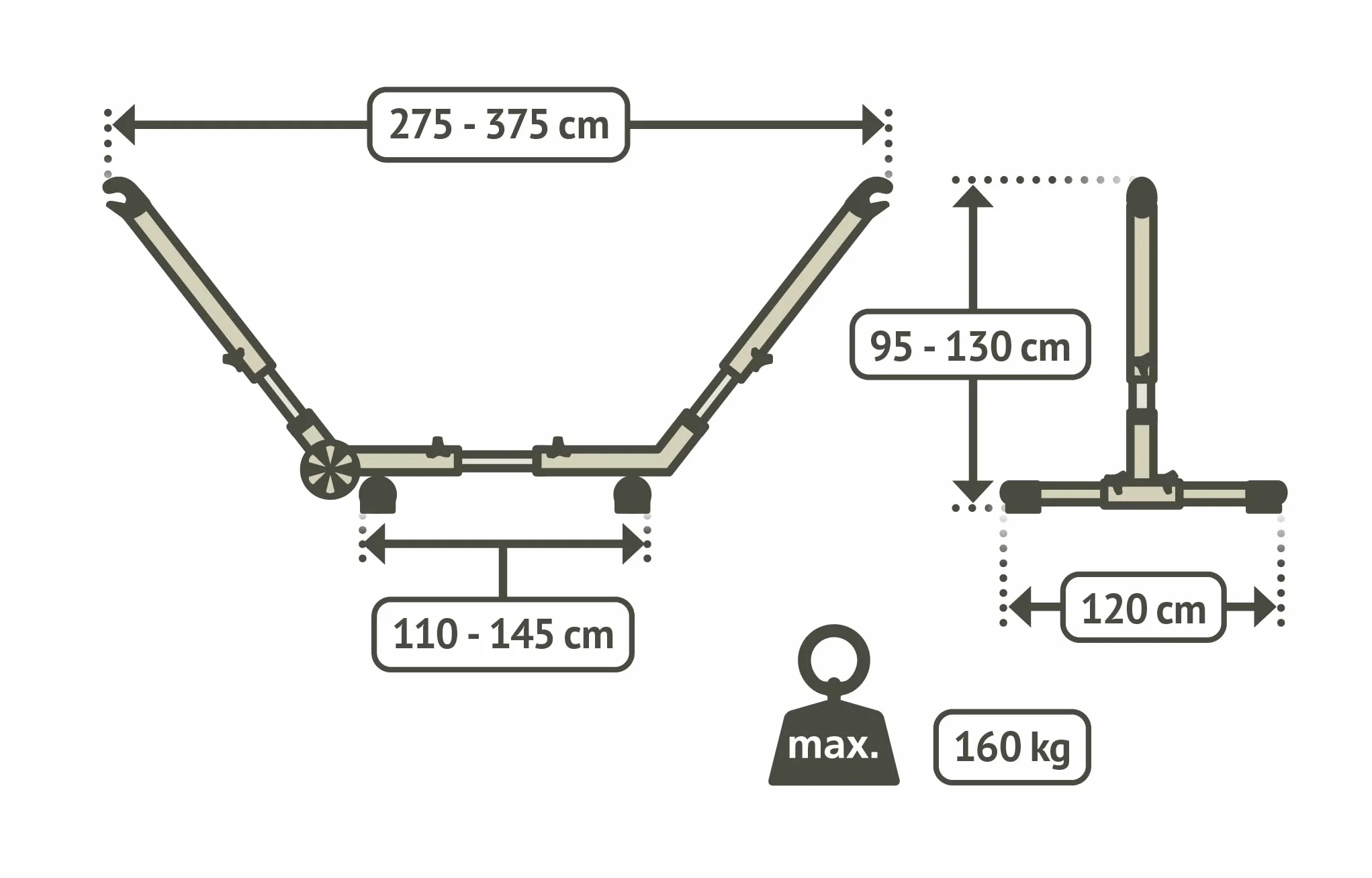 LA SIESTA® Esterel Anthracite Support en Acier galvanisé pour hamacs