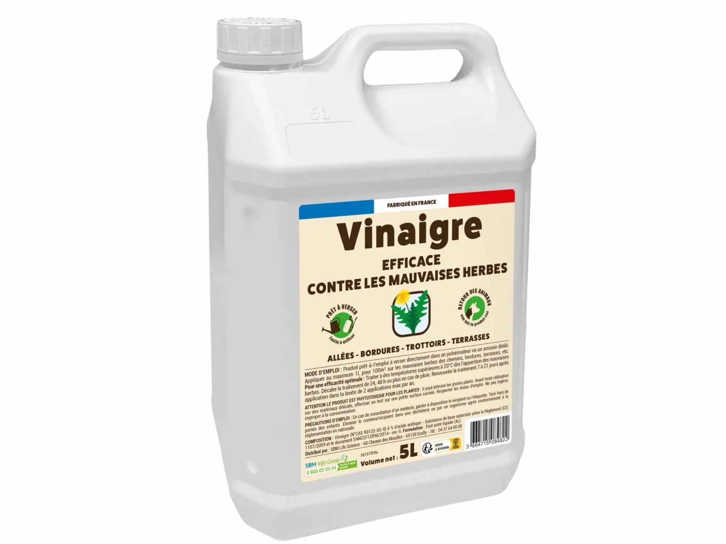 Vinaigre Désherbant Prêt A Verser 5L Grand Format VINPAV5