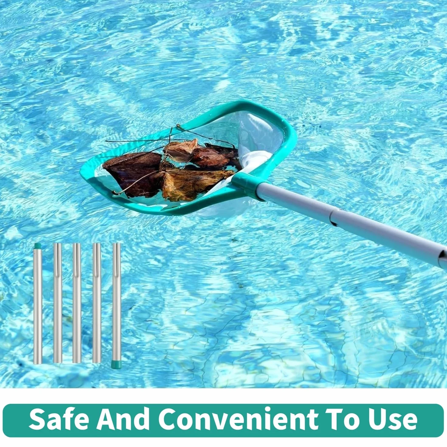 KAHEIGN 160CM Épuisettes de Surface pour Piscine, Filet de Nettoyage Feuilles avec 4 Poteaux Aluminium