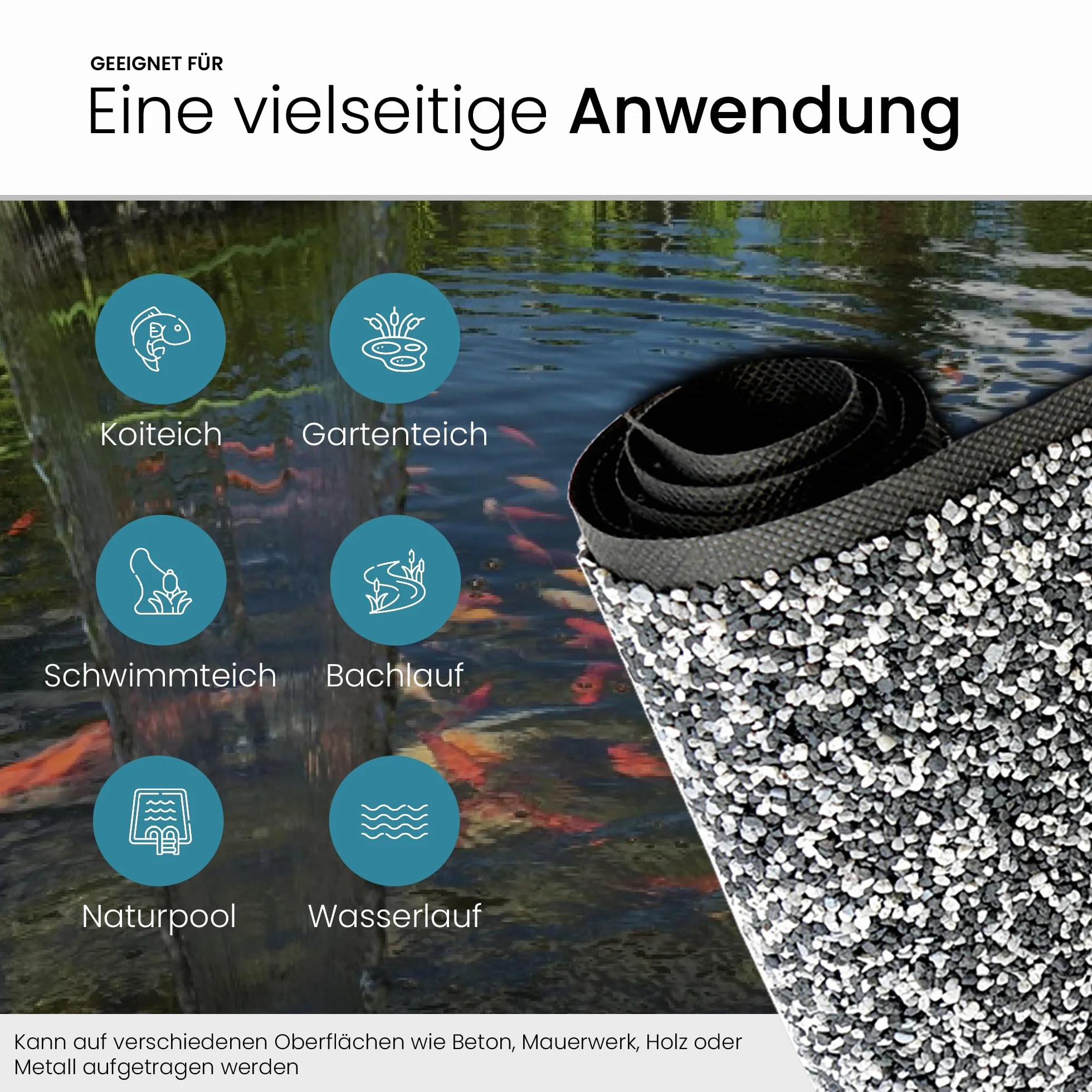 TeichVision Feuille de Pierre Bord de Bassin 0,4 m x 4 m Anthracite