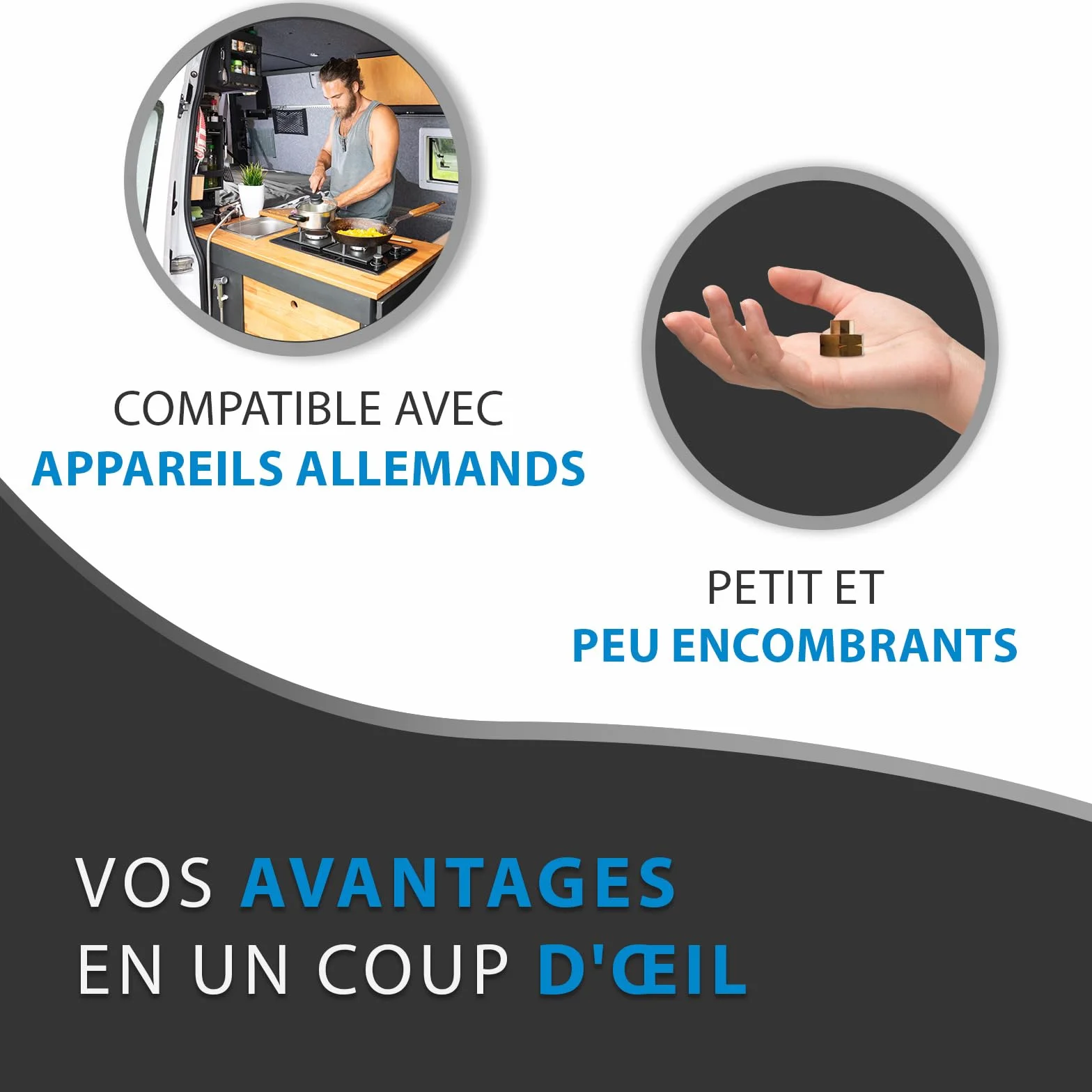 PELMOS Raccord Gaz 4 Pièces Adaptateurs Bouteille de Gaz Europe Adaptateur Gaz Vannes Pression