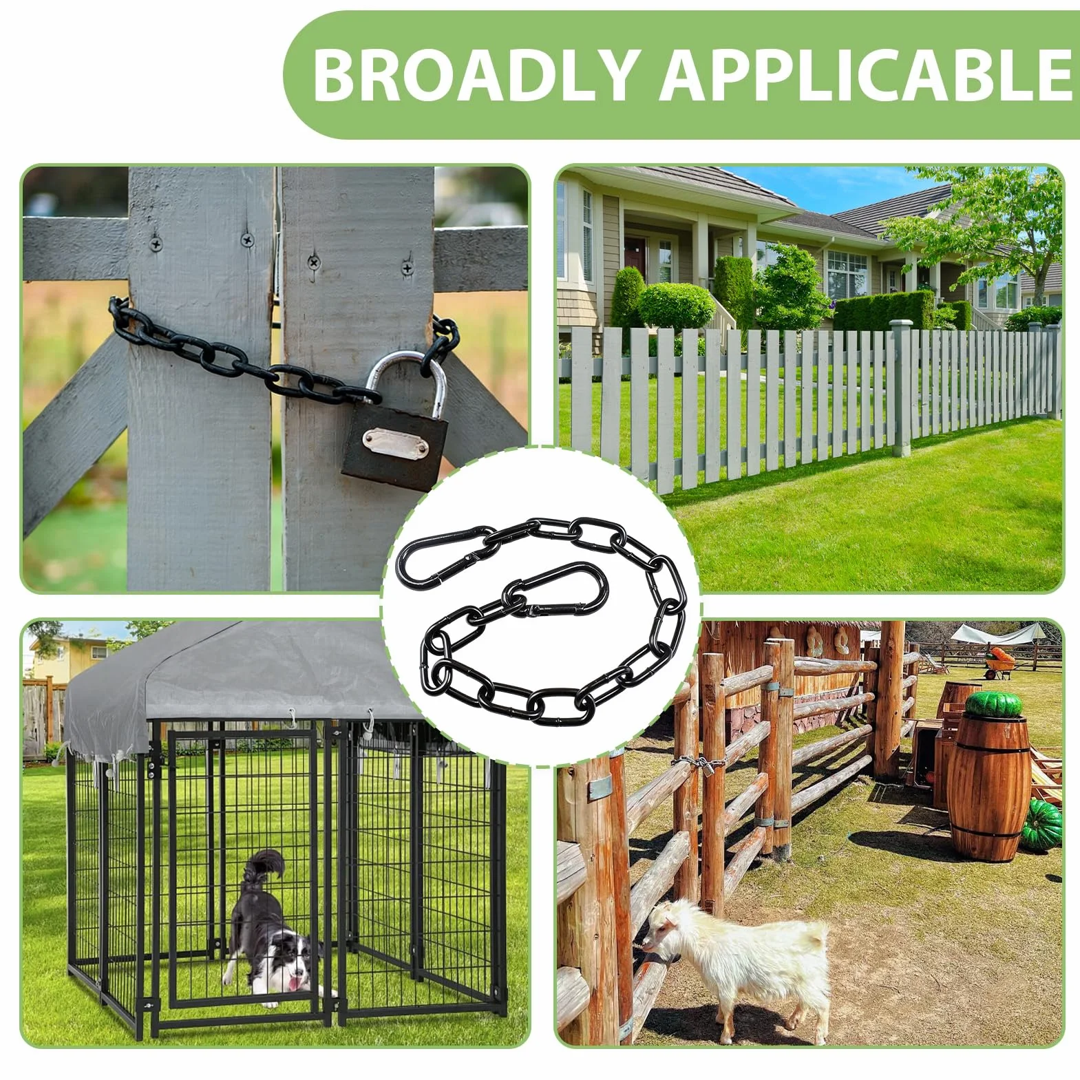 2 Pièces 60Cm Chaine Acier Inoxydable 304 Avec 4 Mousquetons, pour Accrocher Chaîne d'ancre Hamac Multifonctionnel,pour Jardinières, Barrières de Clôture, Balançoires, Portes De Cages, Lustres,Noir