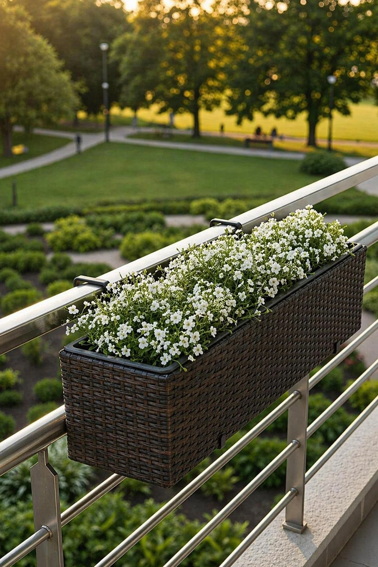 VIVANNO Bac à Fleurs Balcon polyrattan Brun 20 x 80 x 19 cm
