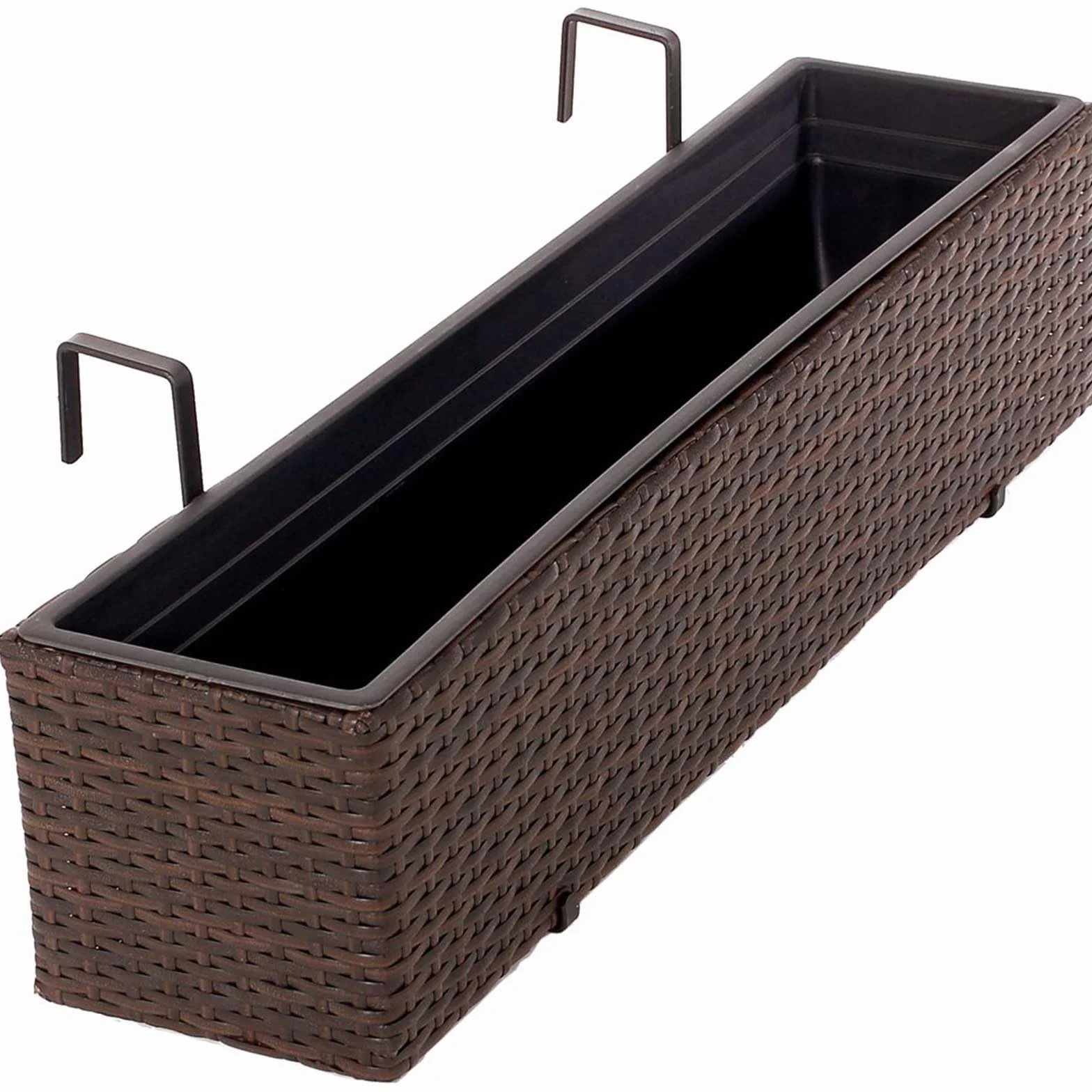 VIVANNO Bac à Fleurs Balcon polyrattan Brun 20 x 80 x 19 cm