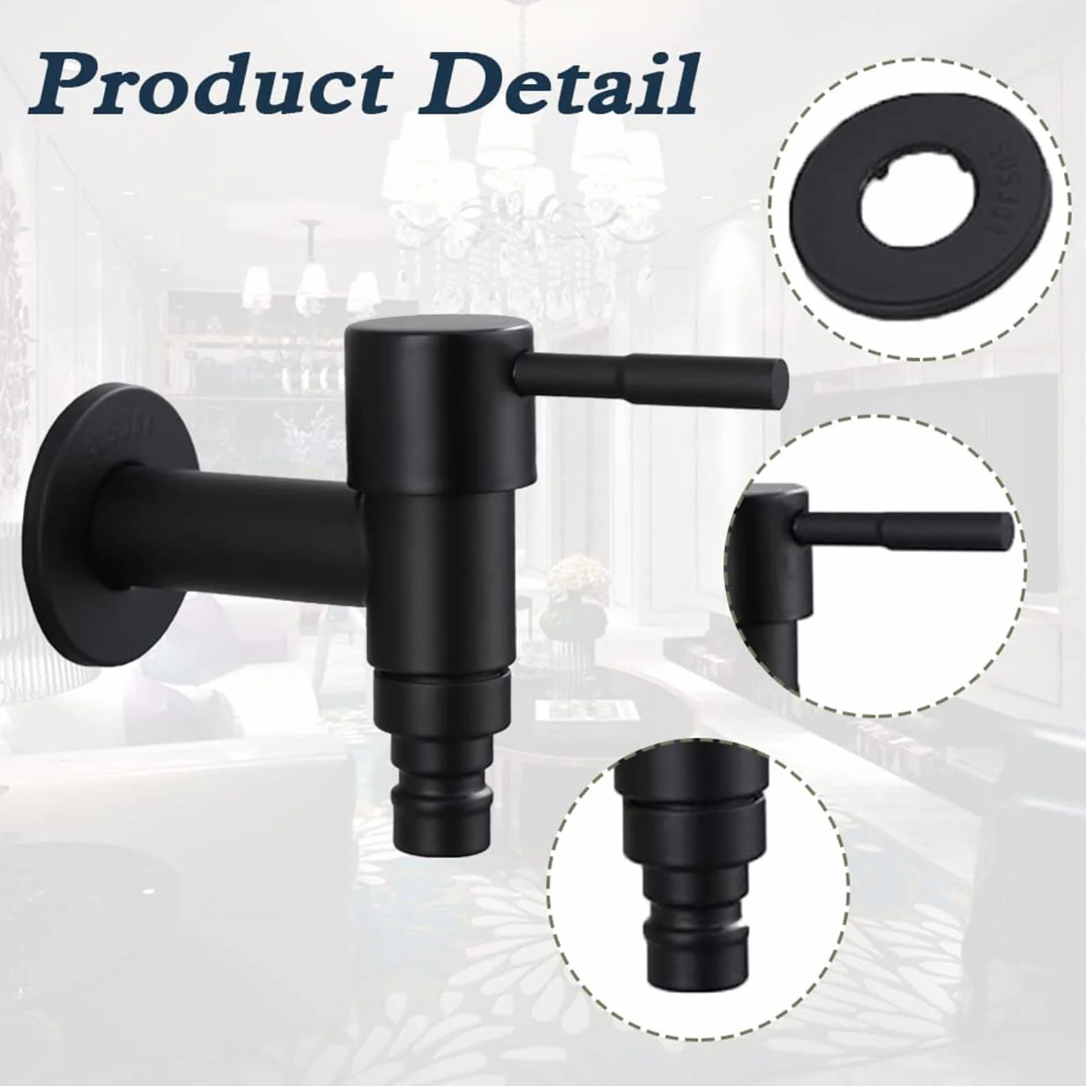 Vadrouille robinet de Piscine Acier Inoxydable, Poignée Courte, Robinet Mural pour Évier Balcon Cuisine Jardin