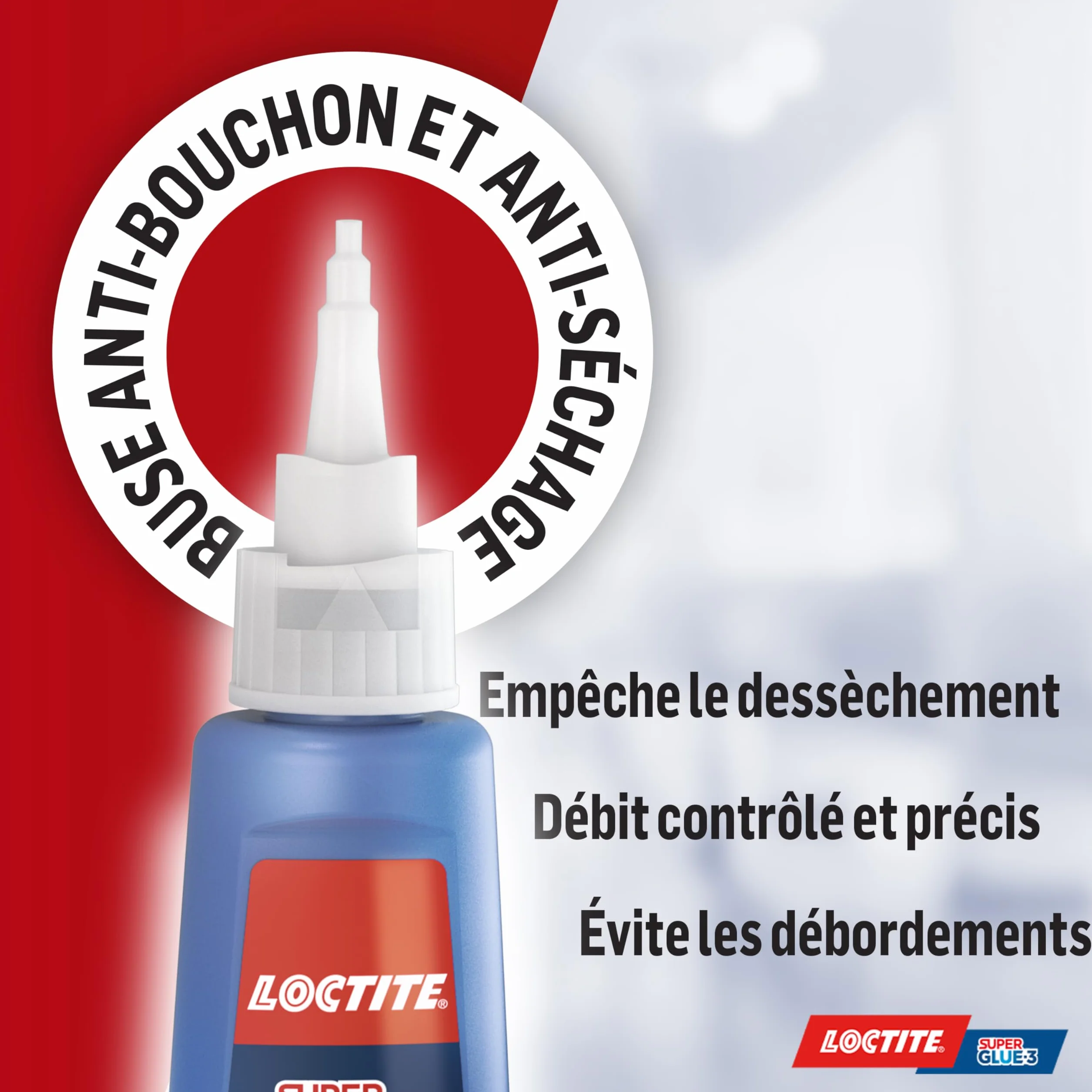 Loctite - Super Glue-3 XXL (1 flacon de 20 g) – Colle forte grand format pour usages fréquents – Colle liquide à séchage immédiat – Solution adhésive transparente multi-matériaux