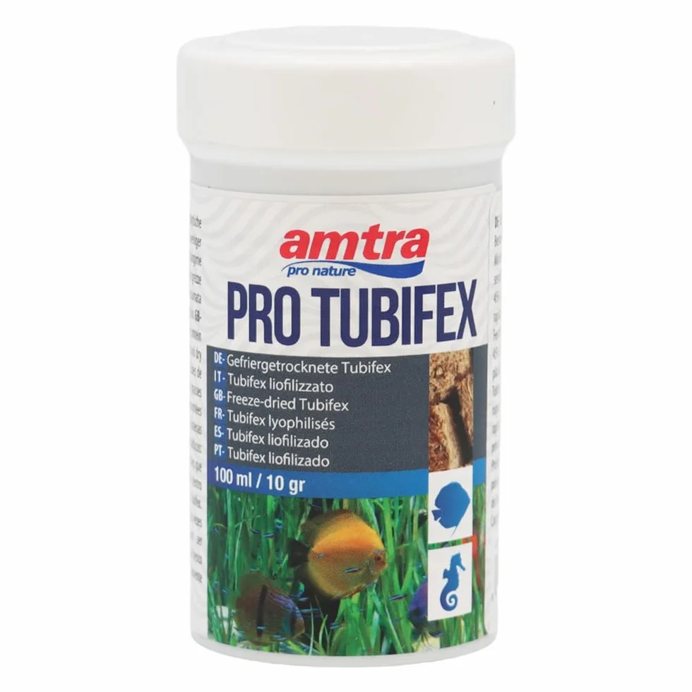 Amtra Pro Tubifex Nourriture Tubifex SP. Cubes Lyophilisés 100% Purs Poissons d'eau Douce Marins 100 ML