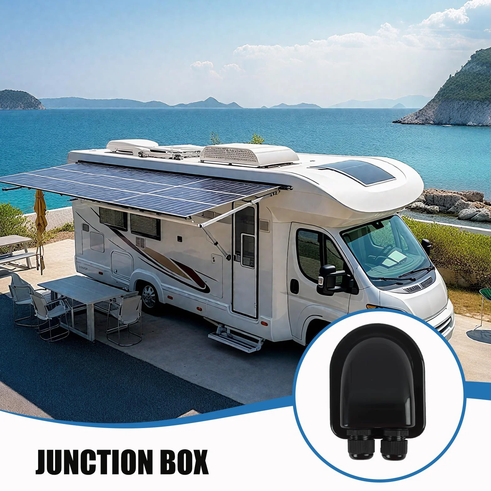 2PCS Boîtier d'entrée de Câble Double, Passe Toit IP68 Étanche en ABS pour Installation de Câbles Solaires, Résistant aux Intempéries pour Caravane, Bateau et Applications Photovoltaïques