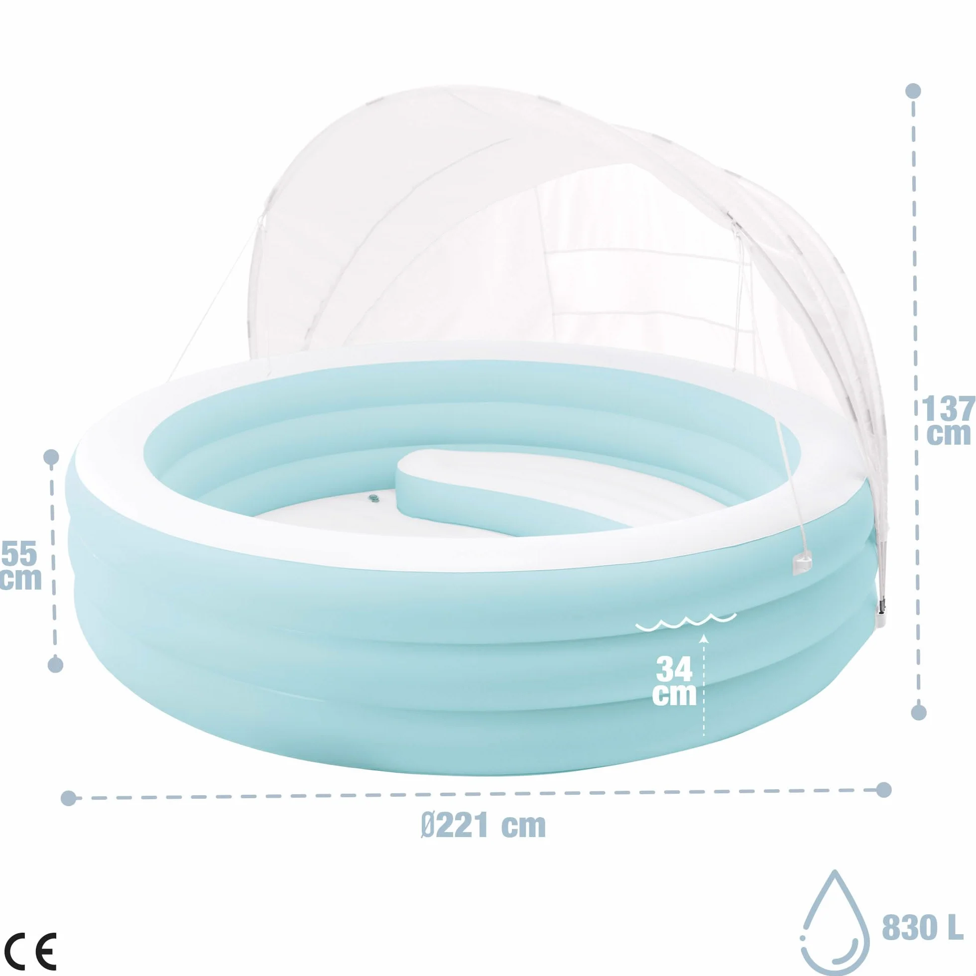 Intex Swim Center 57195NP Auvent Gonflable pour Piscine 177 x 221 x 137 cm