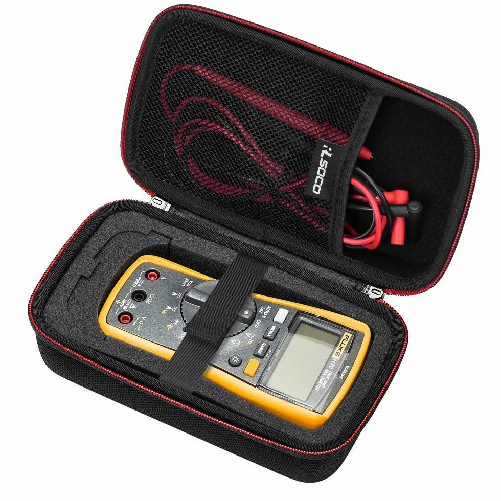 RLSOCO Housse Étui pour Fluke Fluke 116/15b+/117/101/115/114 /175/113/179/106/17B+/233 Multimètre numérique & pour KAIWEETS/AstroAI/PeakTech Multimètre Numérique et plus (Fermeture éclair rouge)