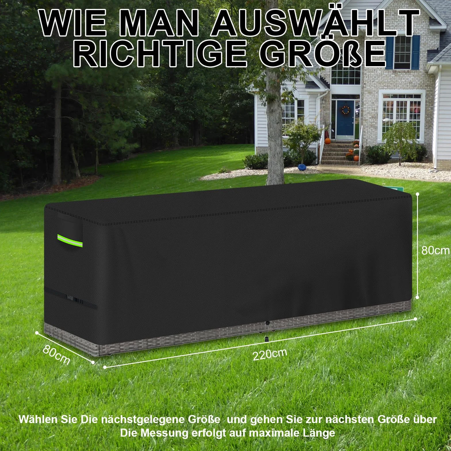 Housse de Protection Canapé Jardin Oxford 600D 220x80x80 cm Noir