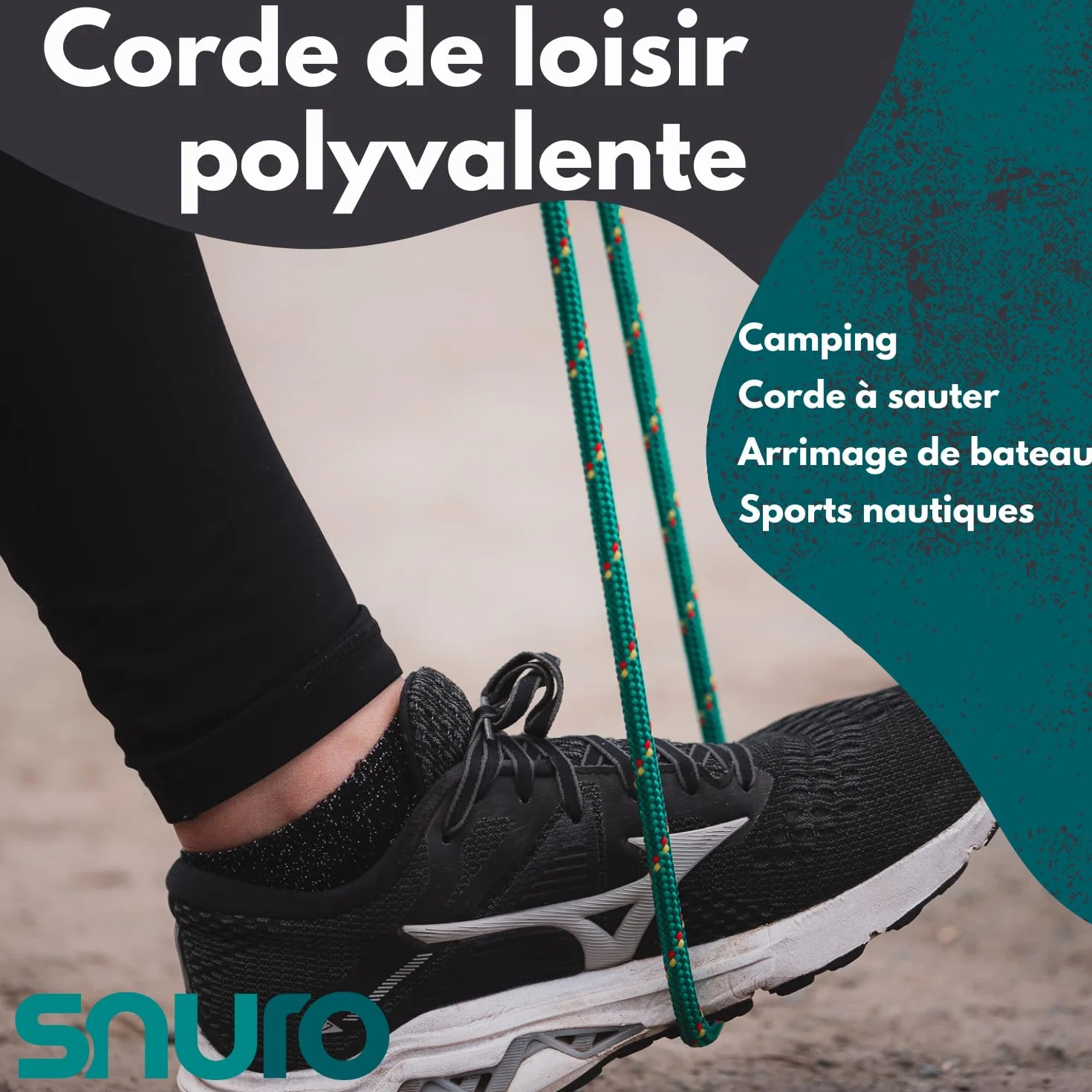 Corde en polypropylène (10mm, 50m, Jaune avec Rouge et Vert) - Corde tressée légère et Polyvalente pour l'extérieur, la Survie et Le Jardin - Pas pour l'escalade! - Charge de Rupture 1326kg