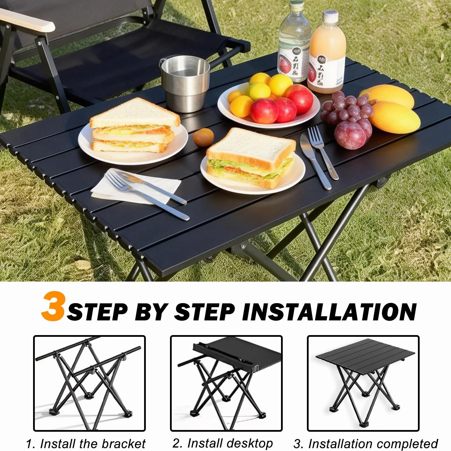 Table de camping pliable portable GOMETY en aluminium avec sac de transport