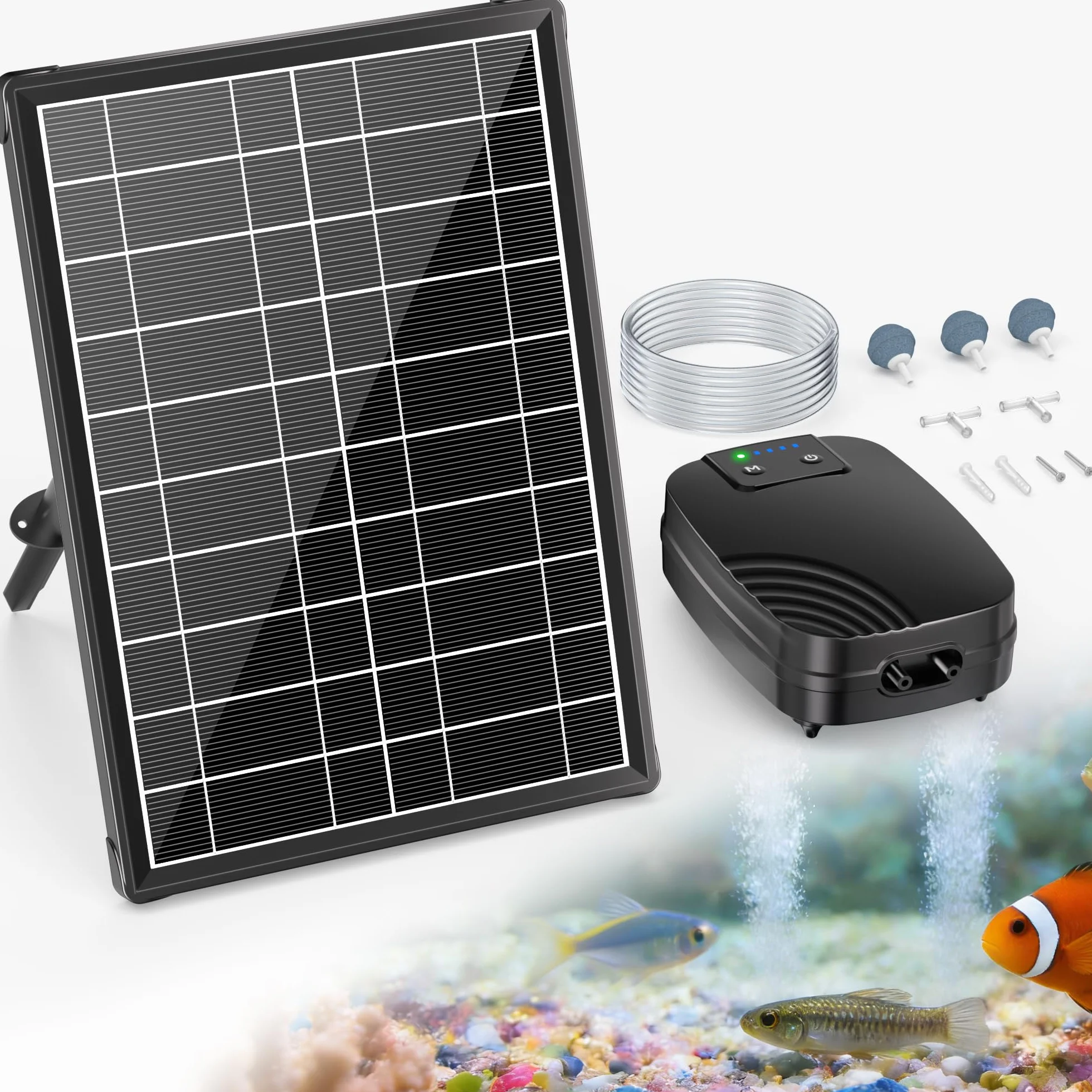 POPOSOAP 8W Aérateur Solaire pour Étang avec Pompe à Oxygène Solaire