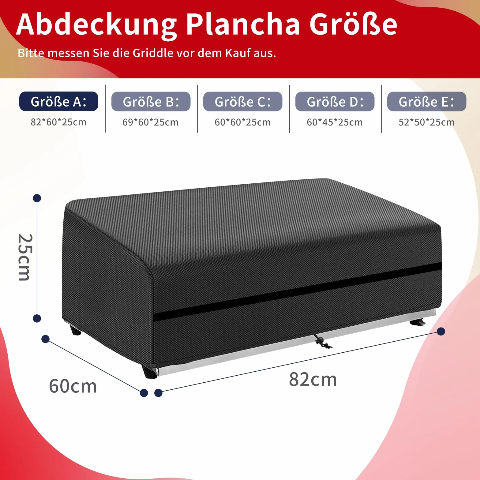 Housse Protection Plancha Imperméable 82x60x25cm Tissu Oxford 600D Noir