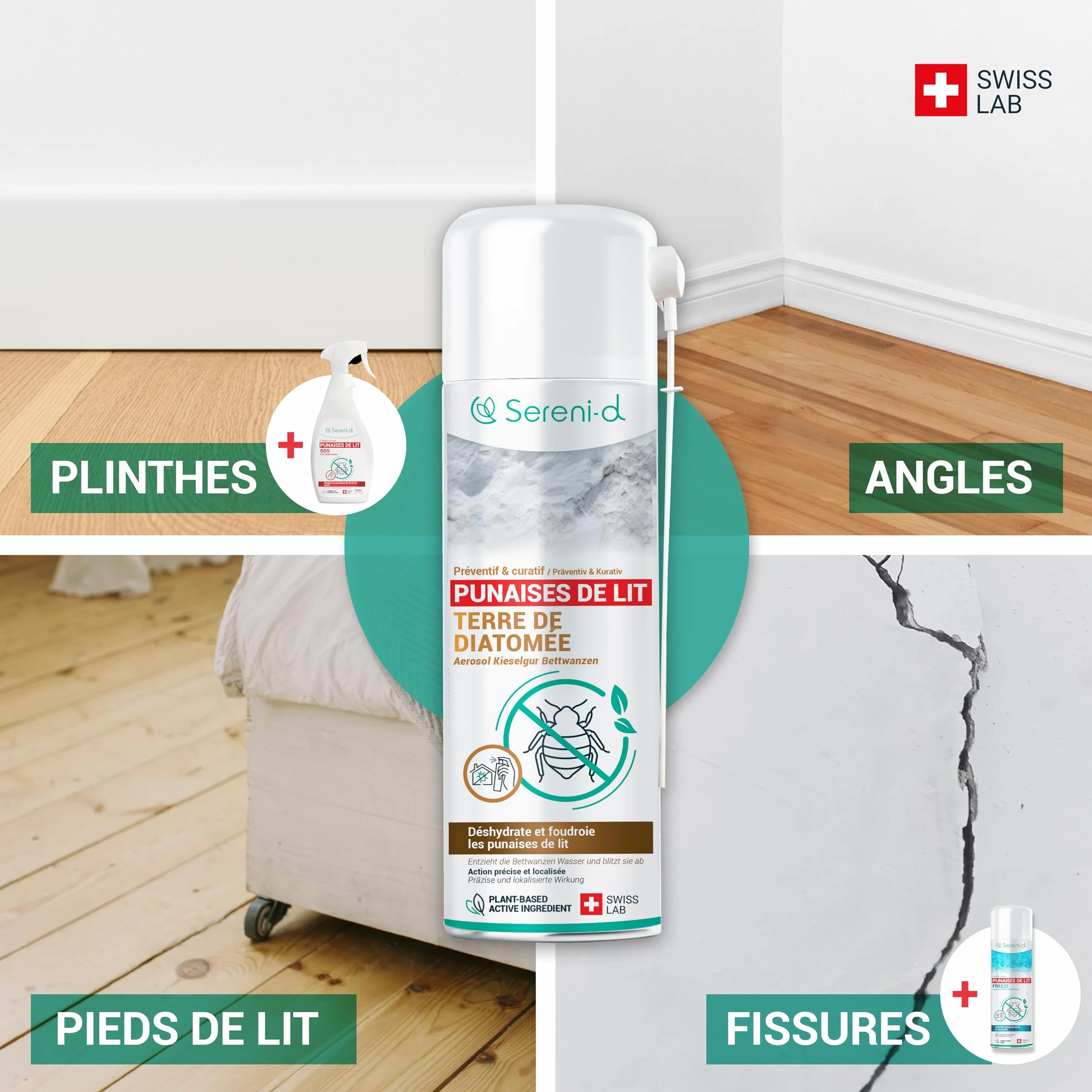 TERRE DE DIATOMÉE AÉROSOL ANTI PUNAISES DE LIT SWISS LAB 100% NATURELLE ACTION IMMÉDIATE