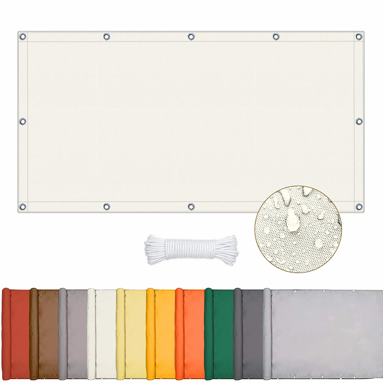 Voile d'ombrage rectangulaire imperméable 95% UV protection 3x4m crème