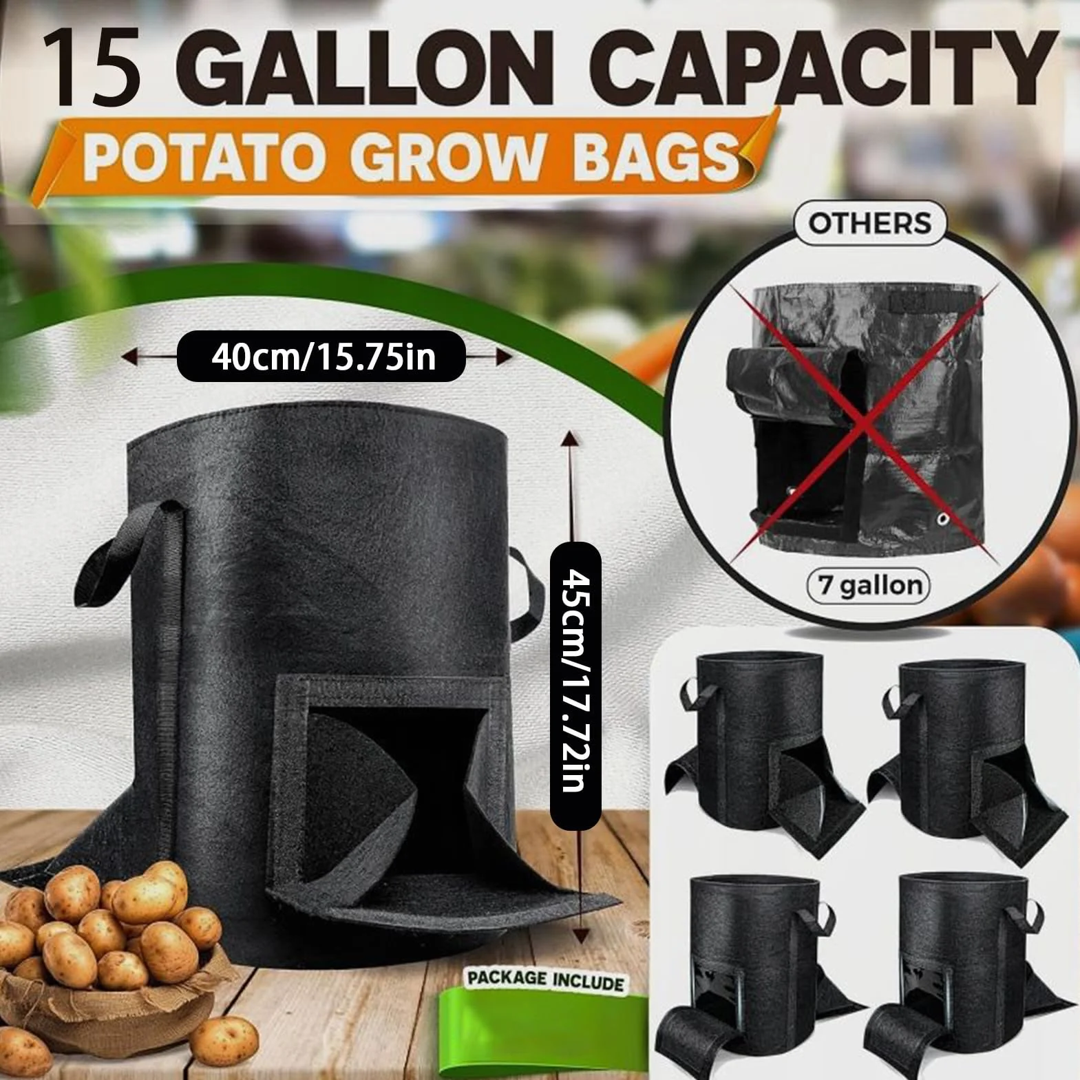 Sac de culture de pommes de terre en tissu non tissé pour taro, tomates, oignons