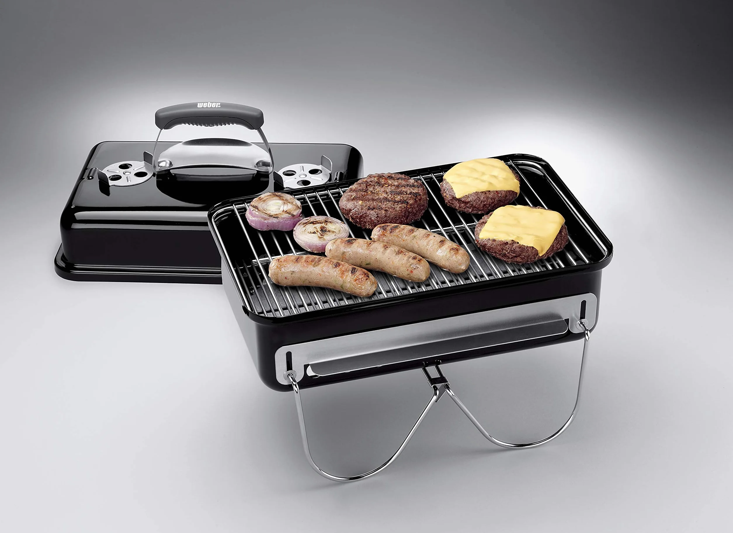 Weber Barbecue au Charbon Go-Anywhere Portable, Pieds Repliables, Design Compact, 42x26 cm, Noir