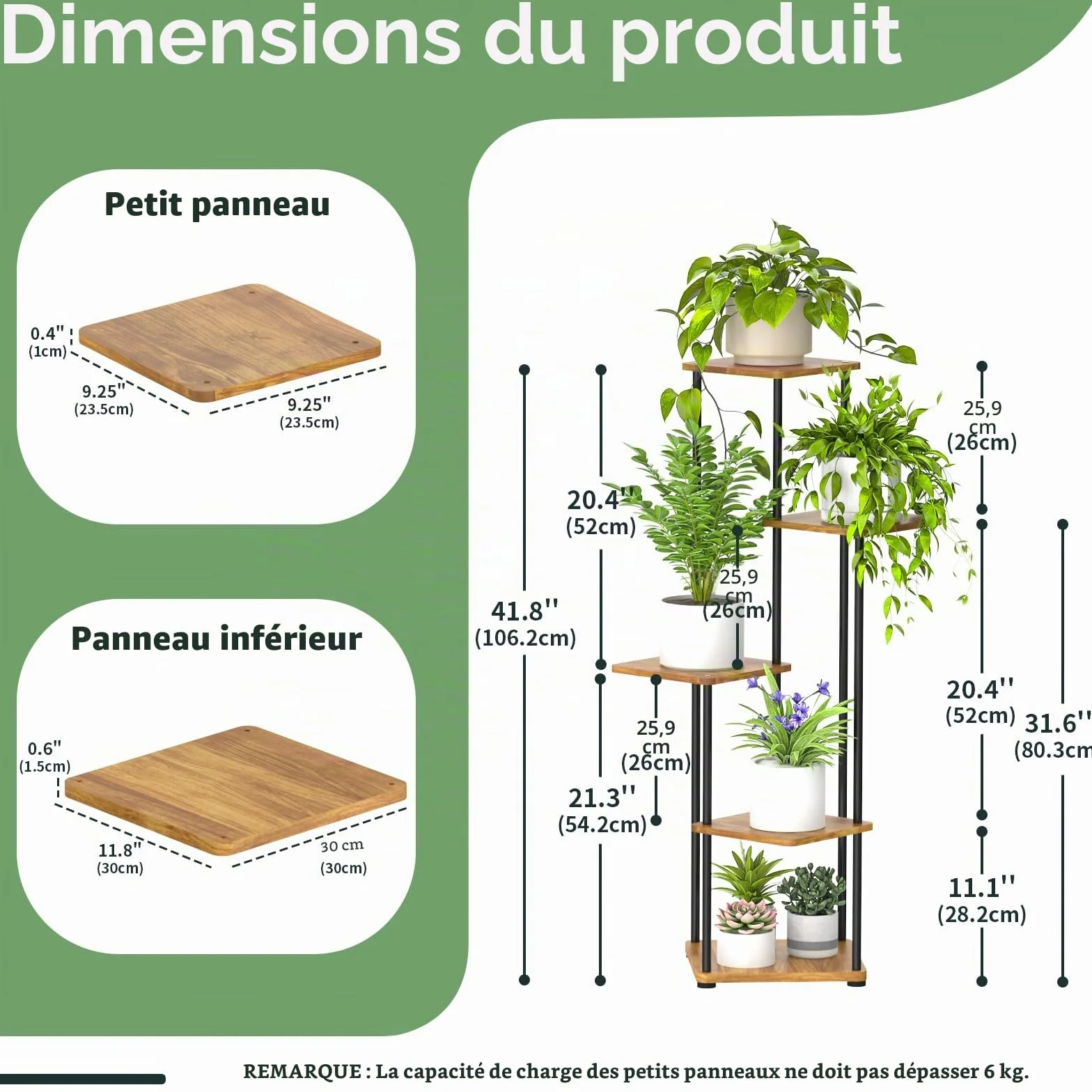 Étagère pour plantes d'intérieur 5 niveaux métal présentoir d'angle
