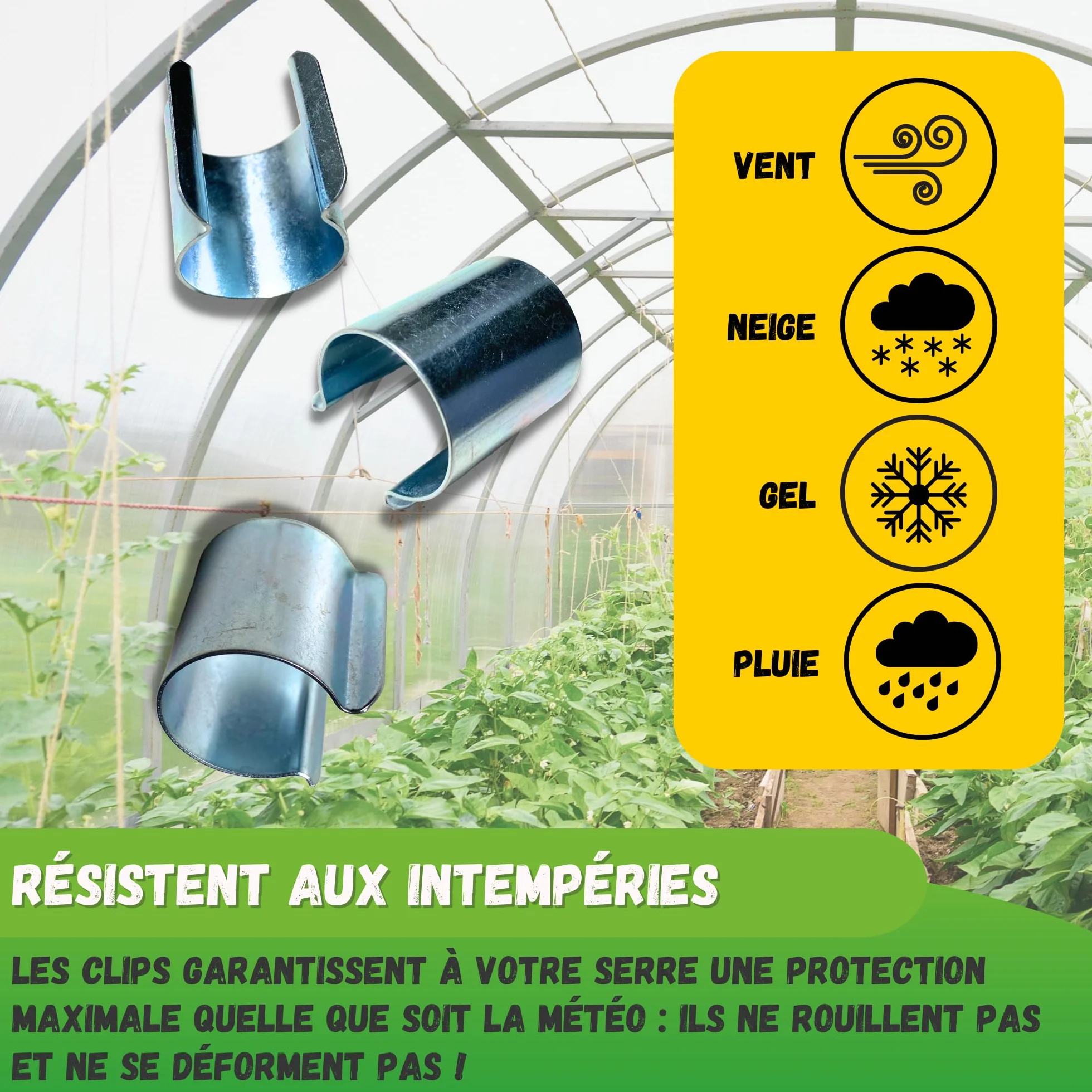 JARDEN Lot 20 Clips Diamètre 25mm pour Serre de Jardin - Fixation Métal Revêtement Zinc