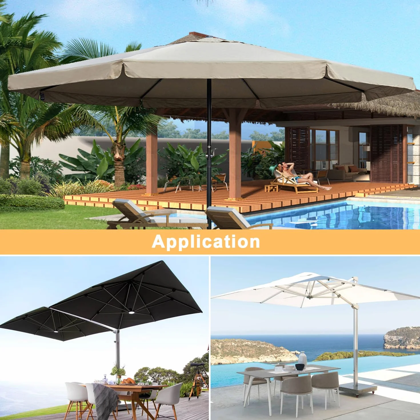 Housse Parasol Déporté Imperméable Anti-UV 3m 4m 5m 295x80x80cm
