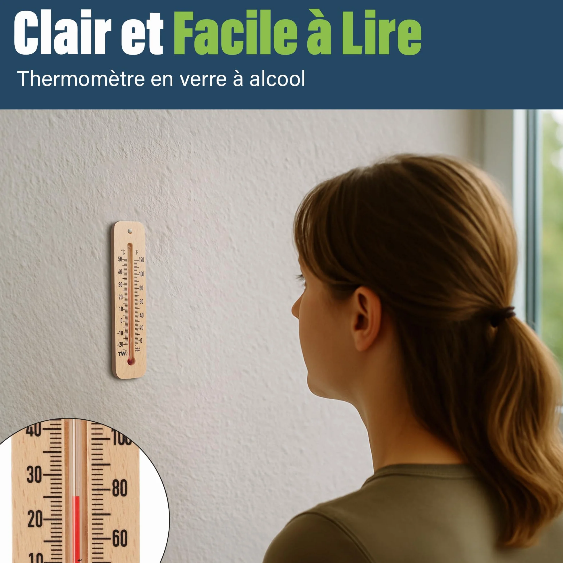 Thermomètre d'ambiance en bois pour intérieur extérieur maison bureau