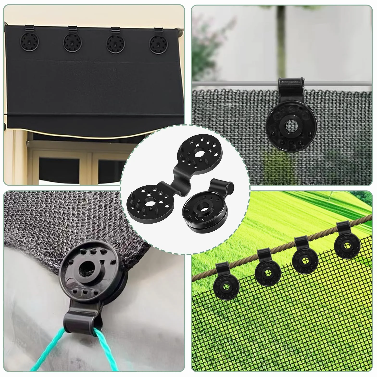 Clips de Filet 120 Pièces pour Toile d'Ombrage, Fixation Résistance Intempéries