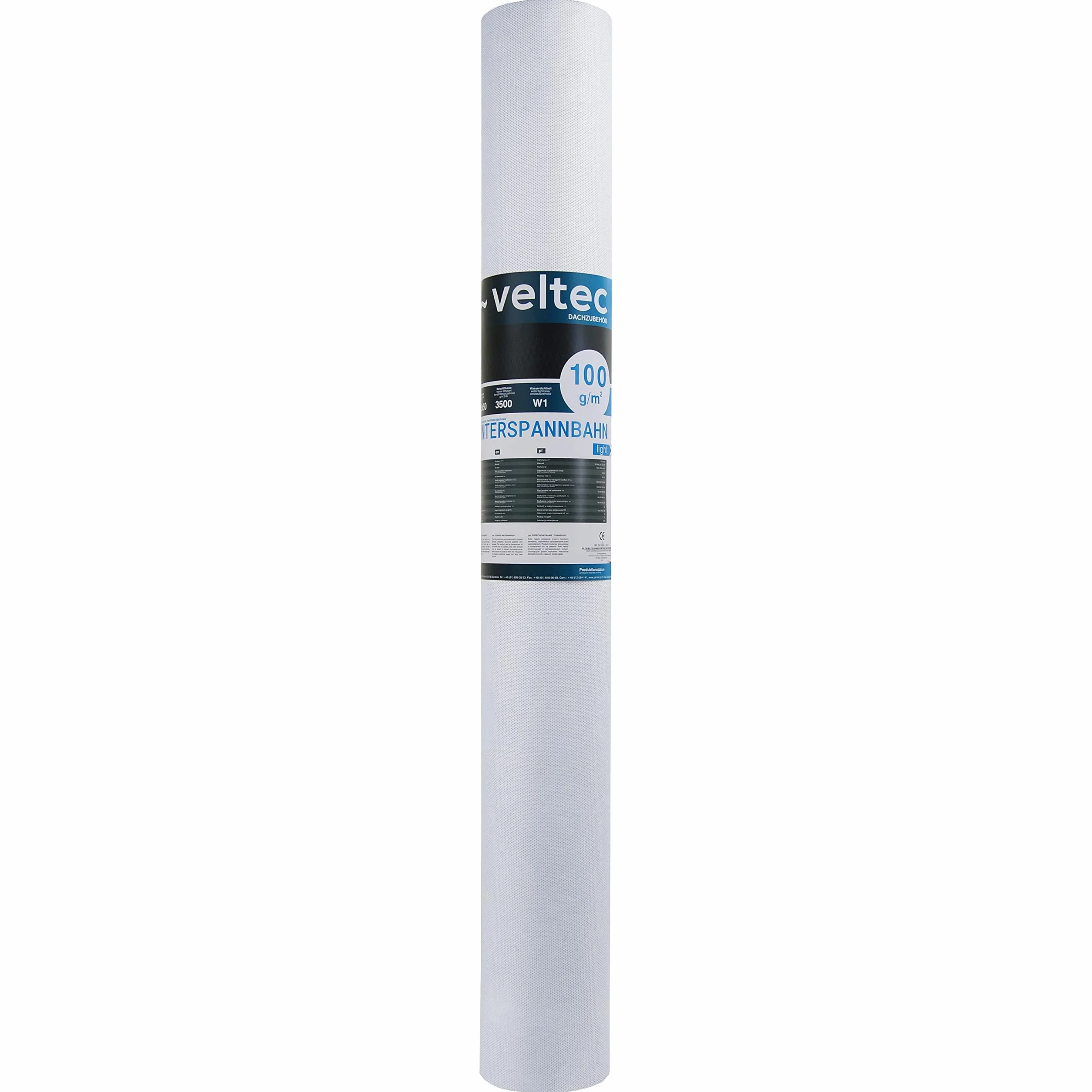 Écran de sous-toiture Veltec 100 Light Sd=0,03 m 100 g/m² (75 m²) membrane de toiture 3 couches