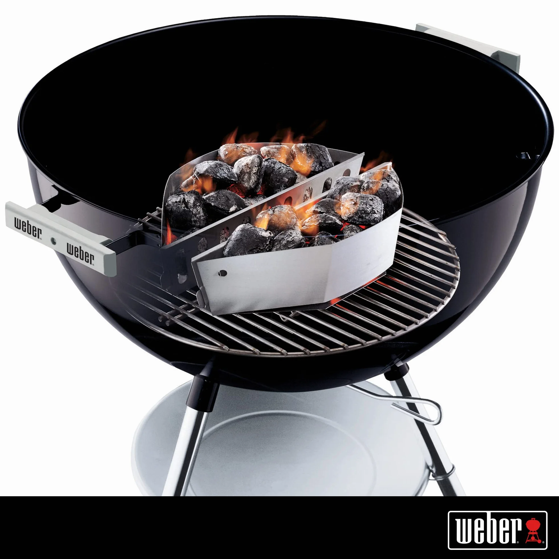 Weber Paniers à charbon de bois acier galvanisé 47 cm Argent set de 2