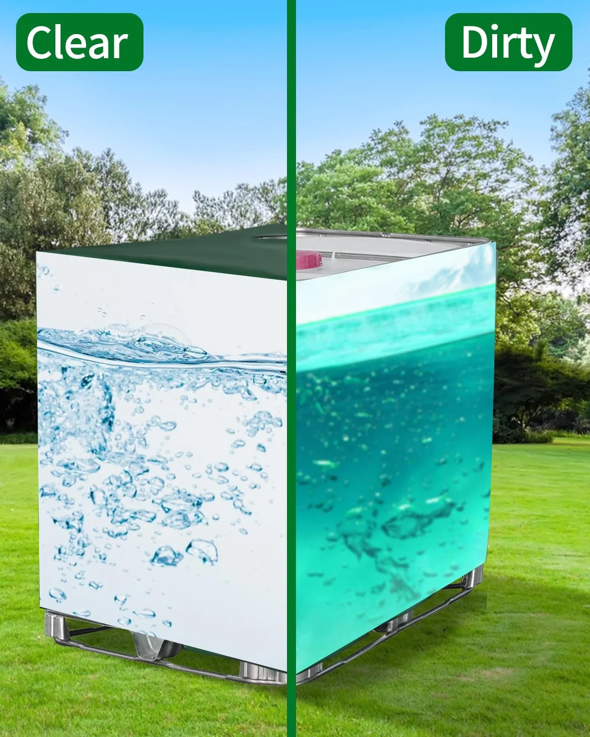 Bâche pour Cuve IBC 1000L, Anti-UV Anti-poussière, Protection Réservoir Eau, 116 x 100 x 120 cm, Vert