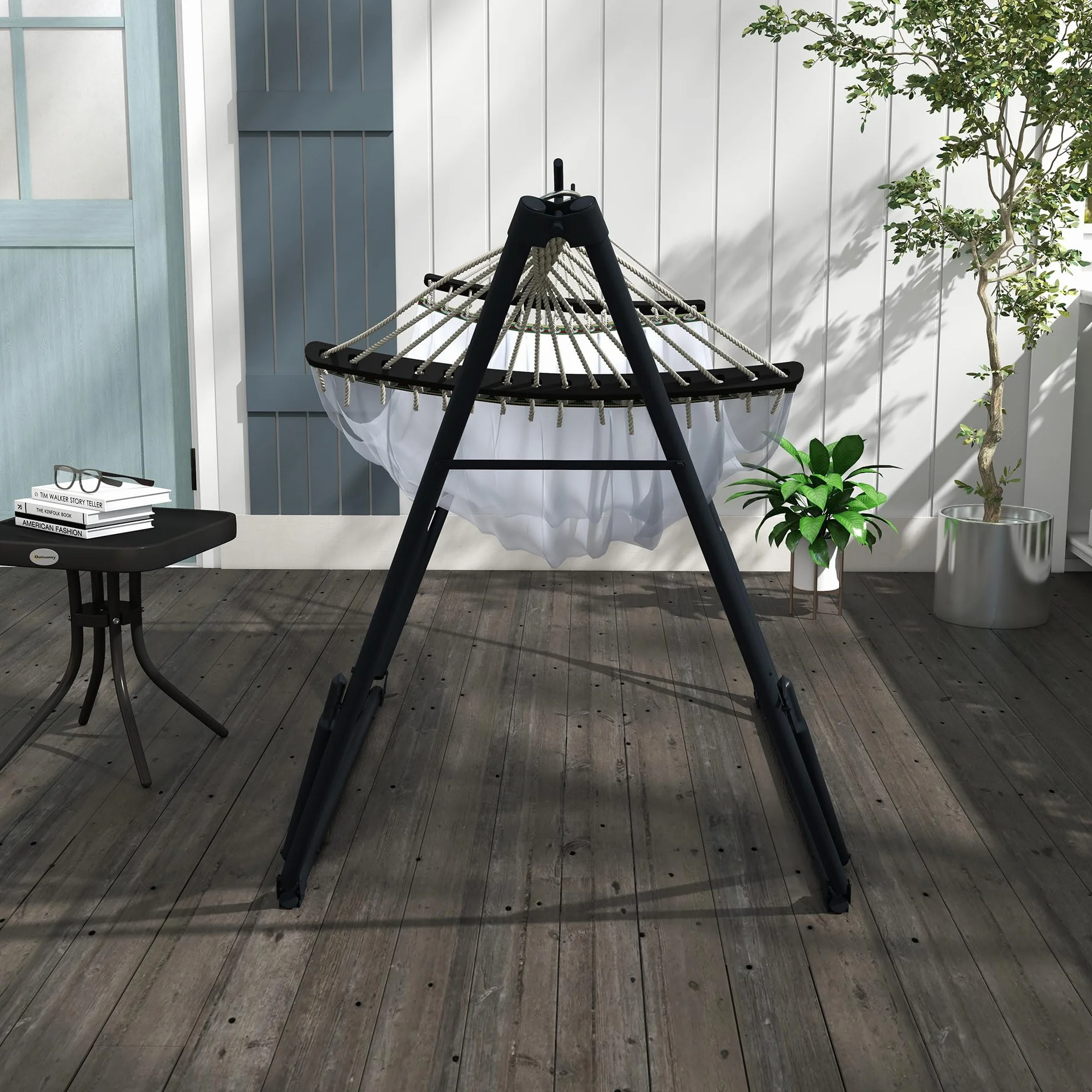 Outsunny Support pour hamac acier 263x89x100 cm noir 120 kg