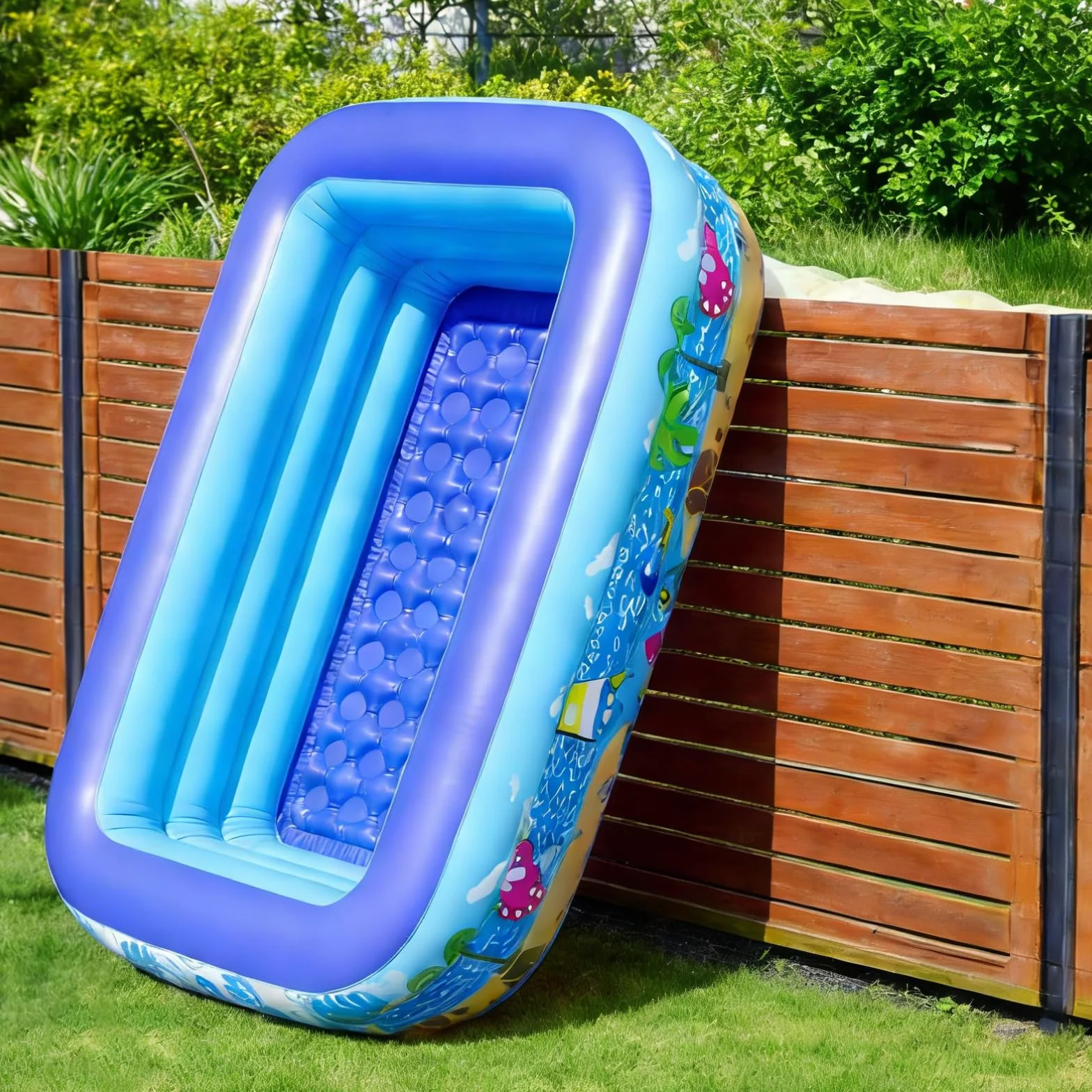 Piscine Gonflable 150 x 105 x 50 cm Fond Antidérapant pour Adultes et Animaux