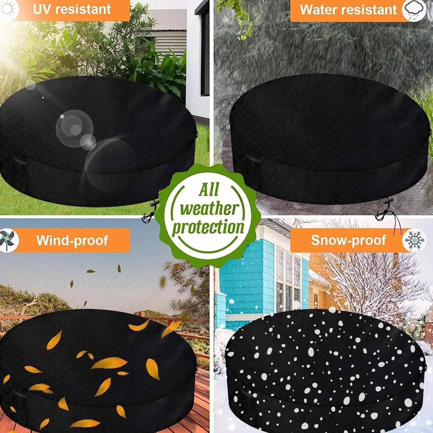 Housse de Protection Canapé-lit Rond Jardin 420D Oxford Imperméable Bâche Chaise Longue Ronde 228x83cm Noir