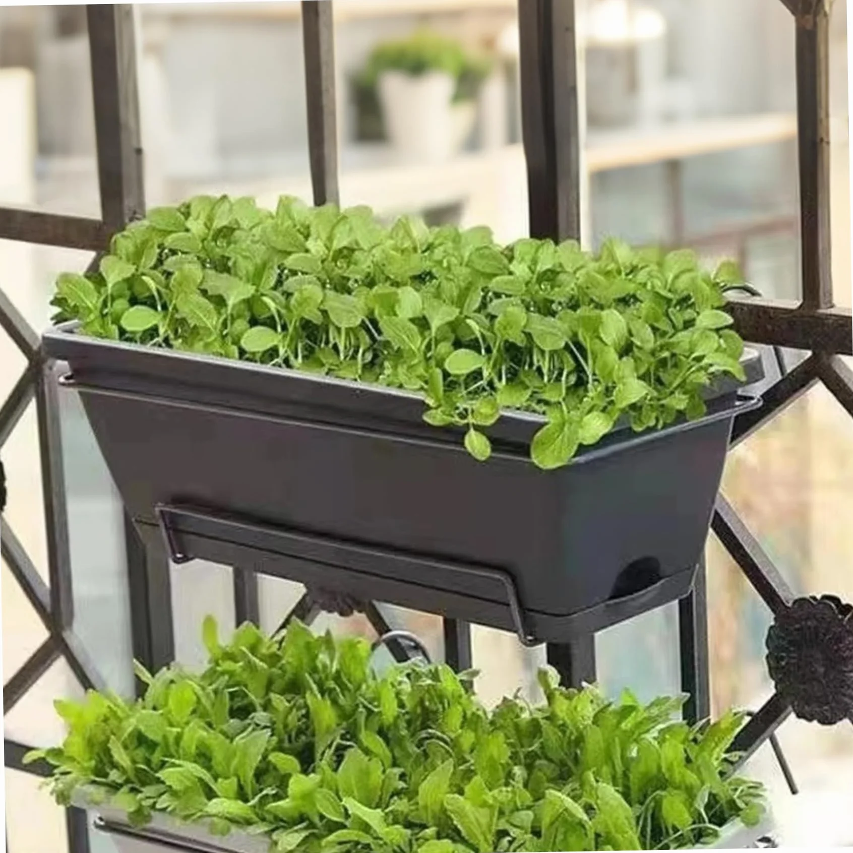 Jardinière de Balcon 43,2 cm avec Plateau Soucoupe Respirant à Suspendre Trous Drainage