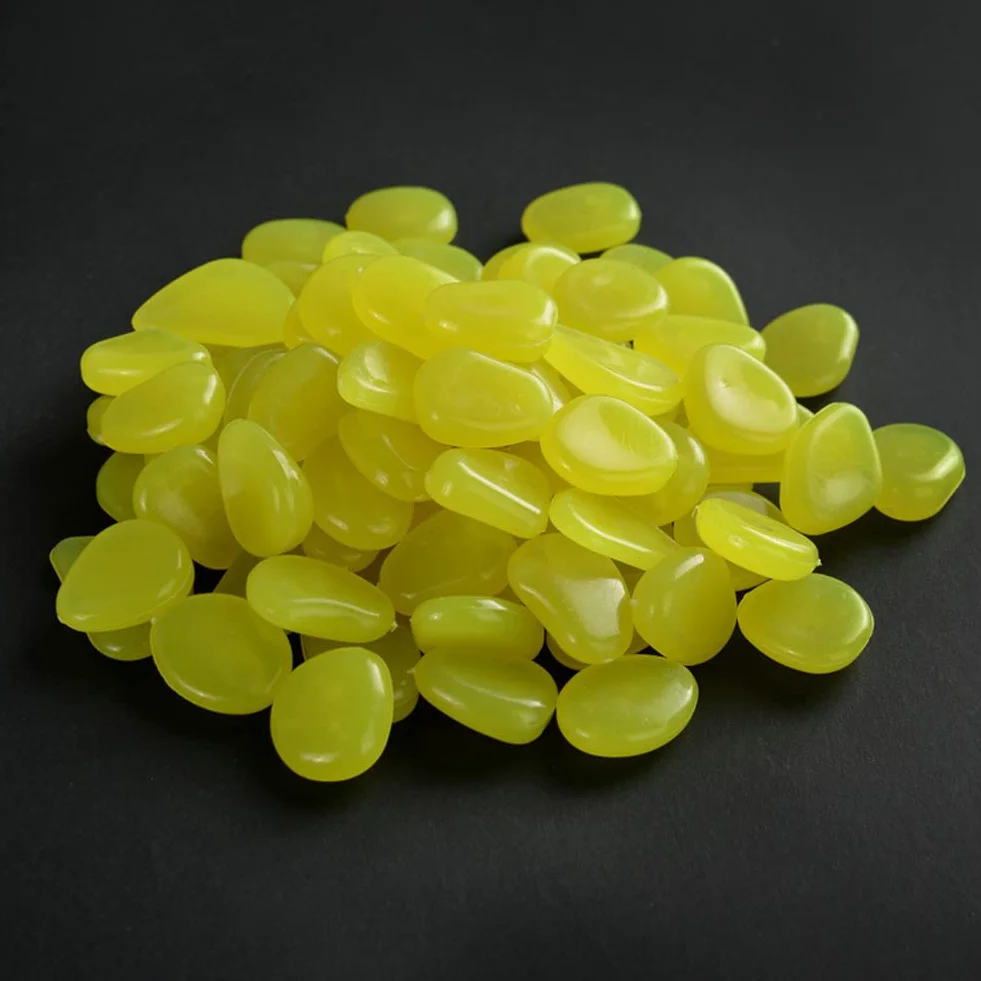 Lot de 50 galets phosphorescents jaunes pour jardin SPORTARC