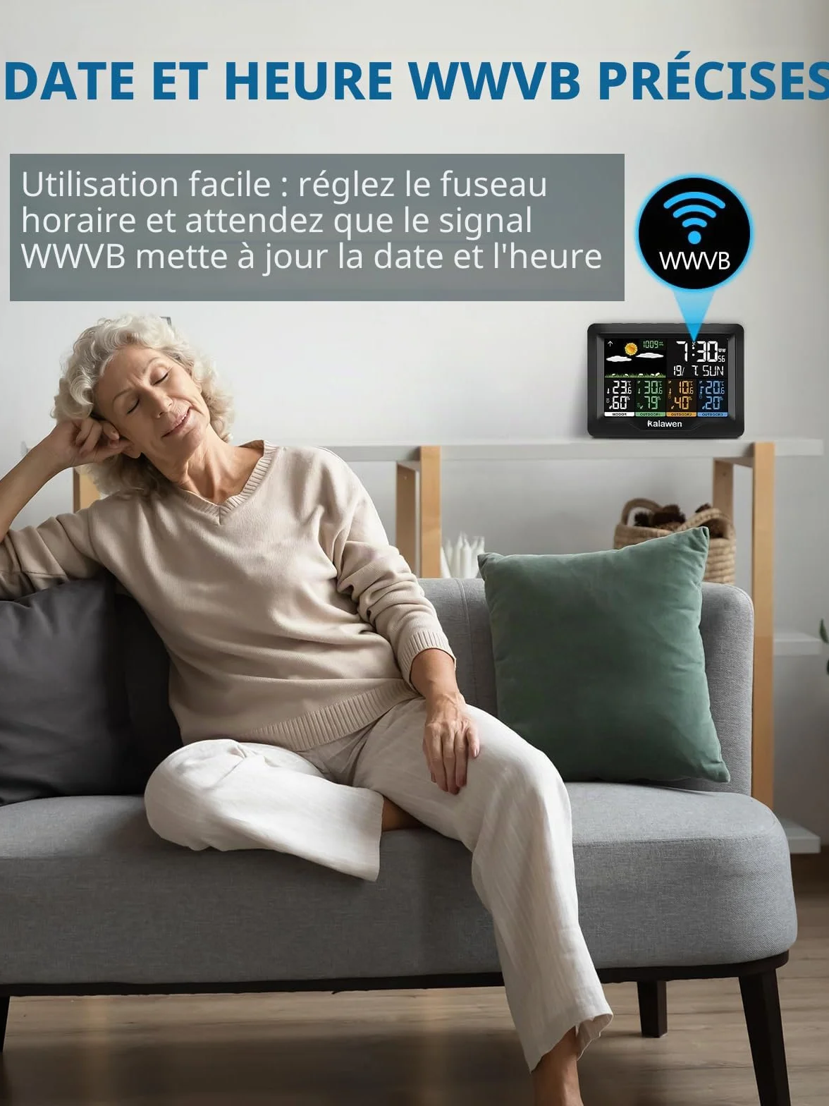 Station météo sans fil avec 3 capteurs extérieurs, réveil DCF, baromètre, thermomètre hygromètre