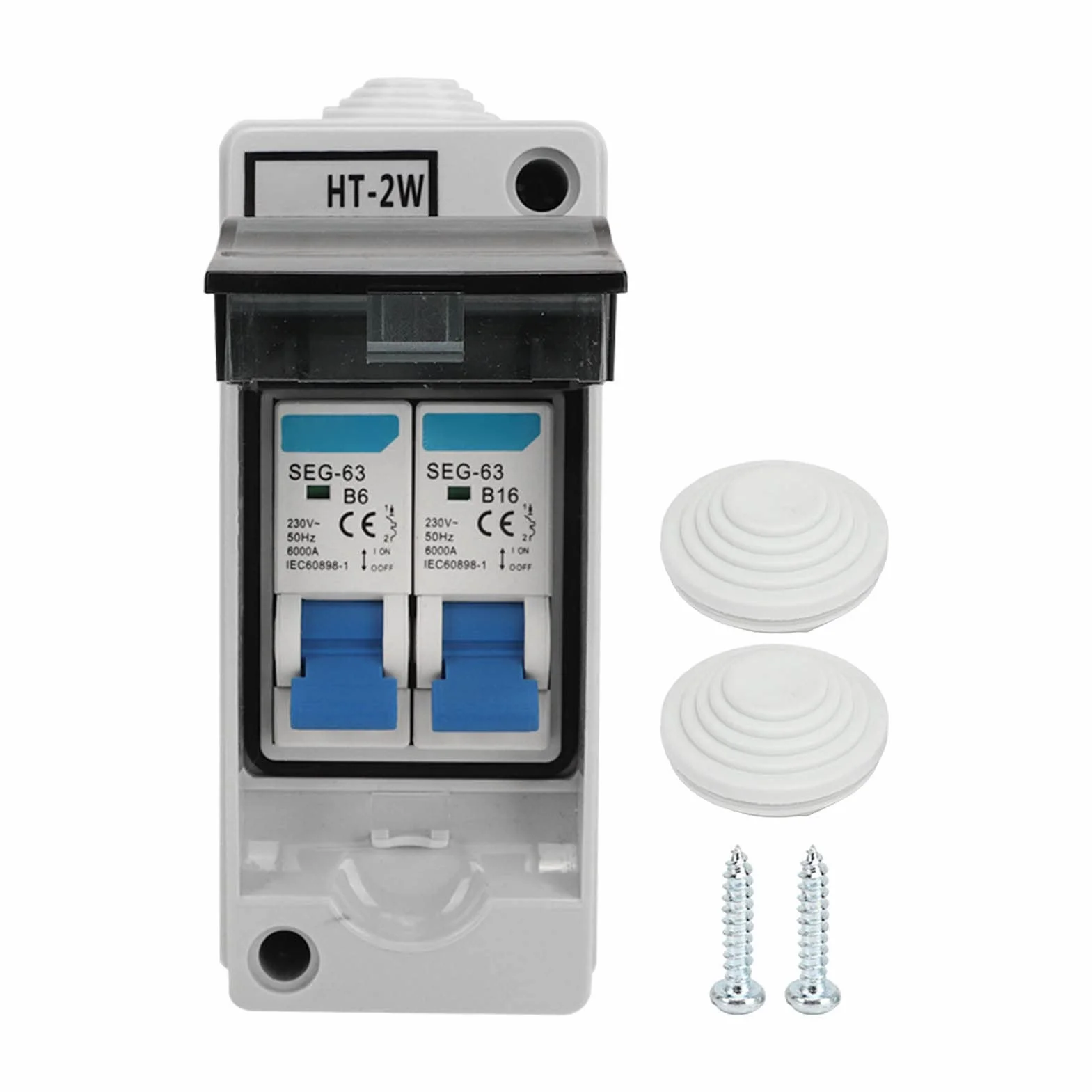 Disjoncteur Miniature MCB à 2 Pôles, Boîte de Distribution D'énergie 230V 6A 16A, Coque en Plastique Ignifuge 6000A, capacité de Rupture élevée