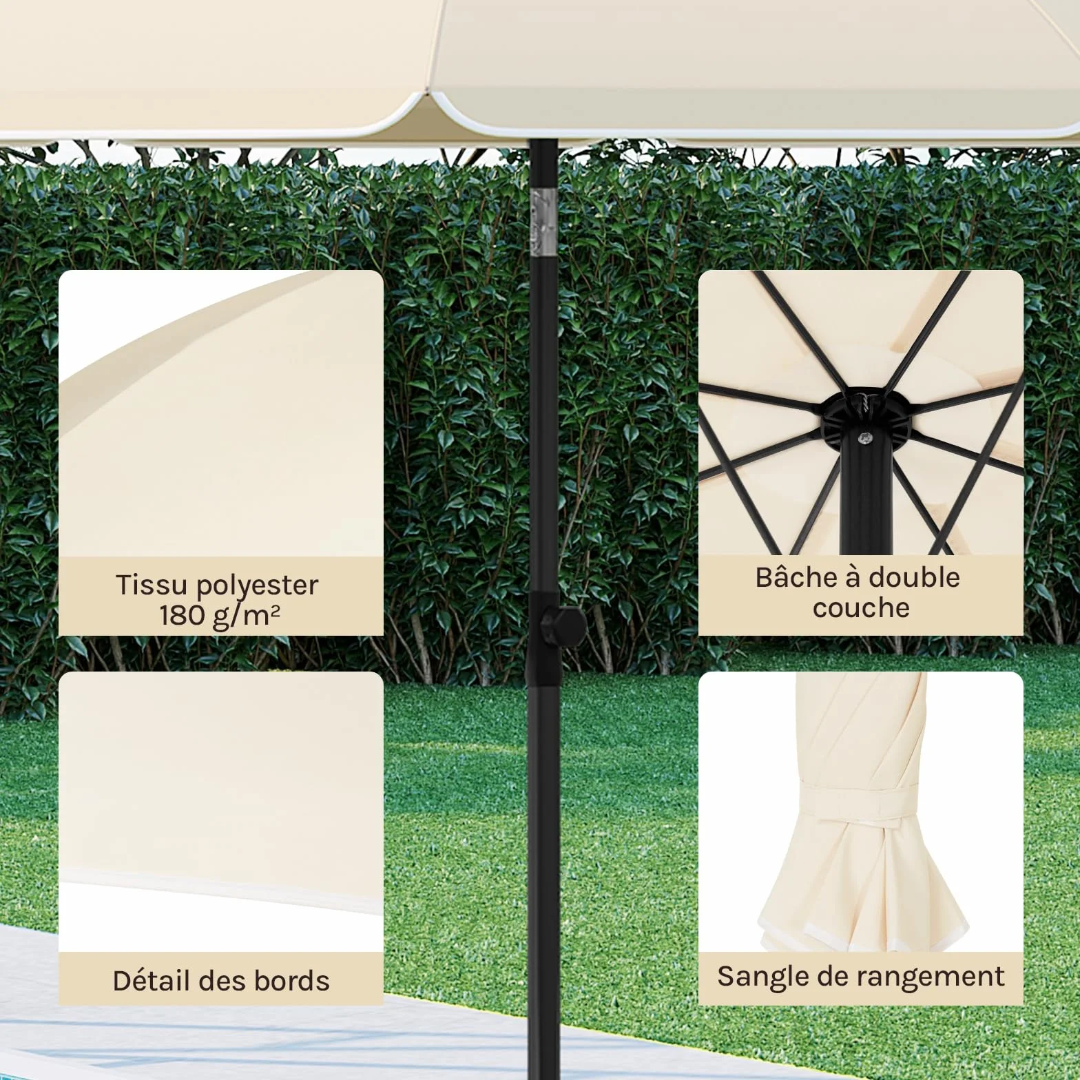 WOLTU Parasol de Jardin Extérieur Anti-UV φ 135 cm Beige, Inclinable et Hauteur Réglable