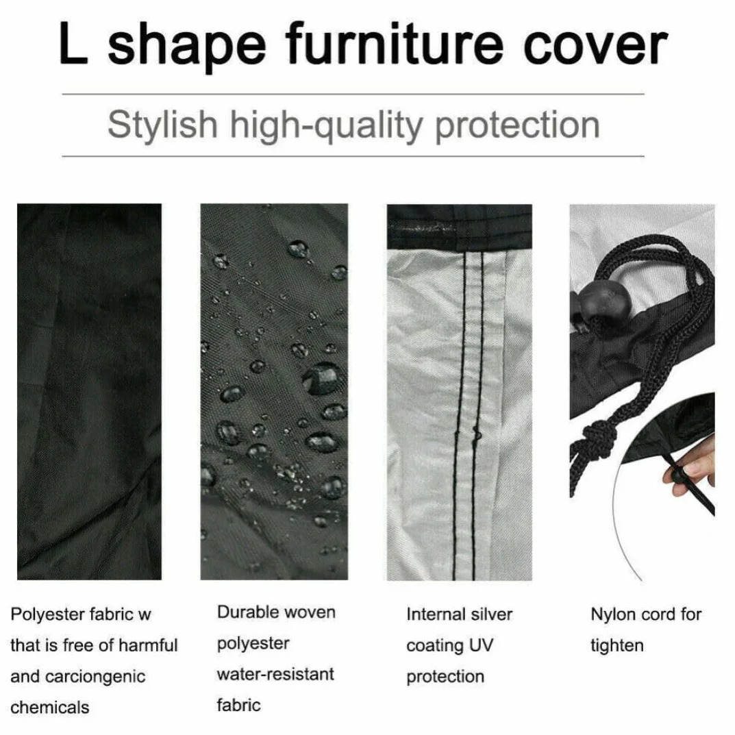 Housse de canapé d'angle en L imperméable anti-poussière extérieur intérieur véranda