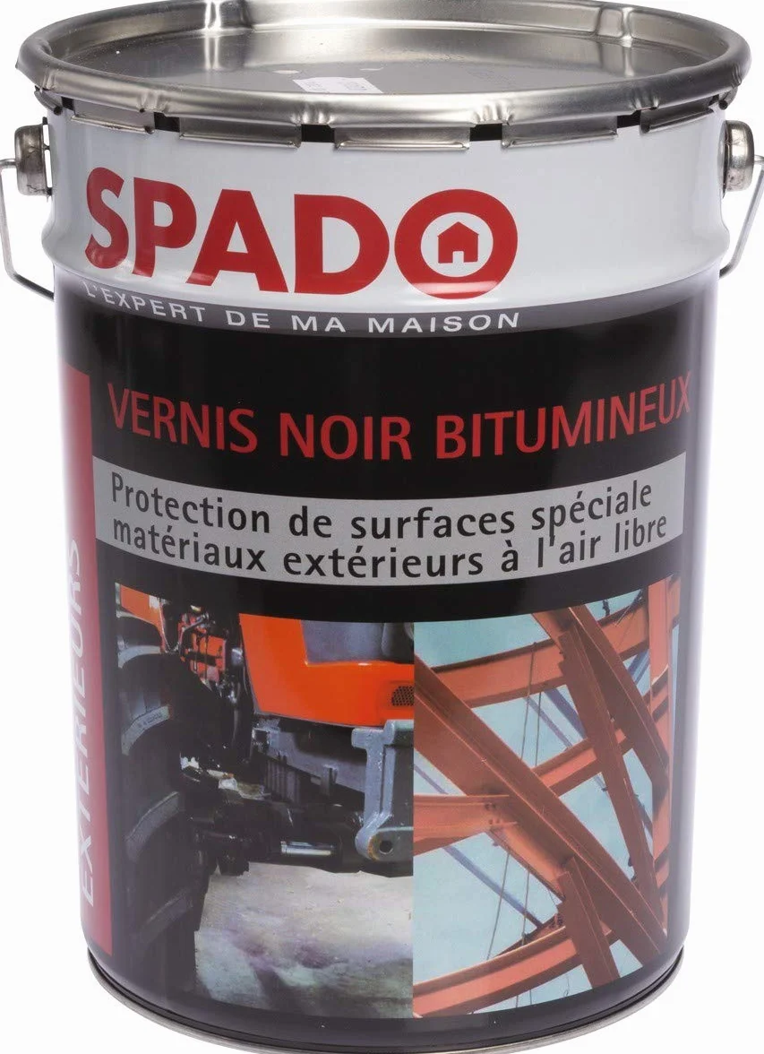 SPADO - Vernis Bitumineux Noir - Protection des Surfaces Extérieures - Imperméabilisant - Formule Anti-Rouille, Anti-Acide, Anti-Humidité - Fabrication Française - 4 Litres