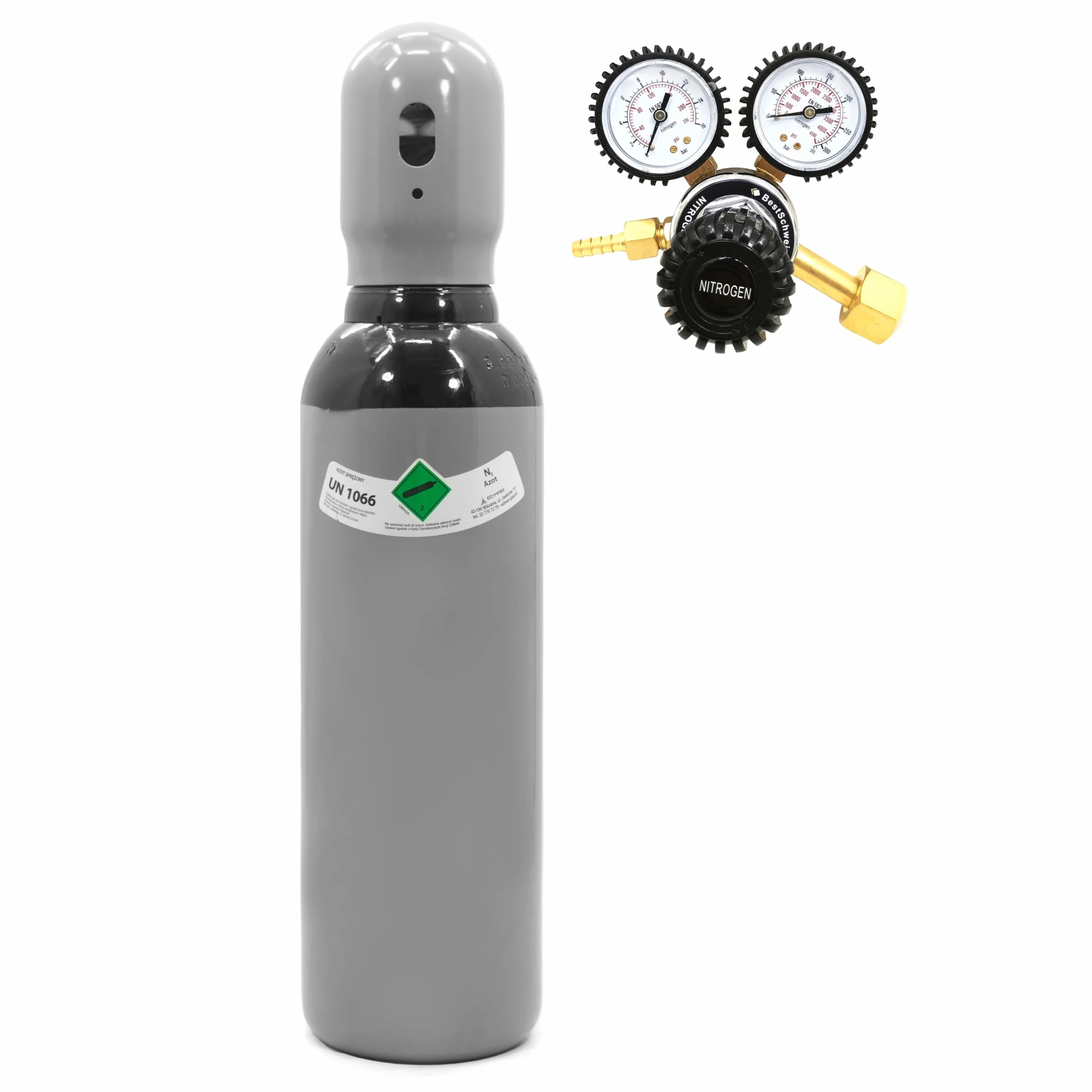 Bouteille de gaz d'azote remplie de 5 l + réducteur de pression 200 bar – Bouteille de nitrogène W24.32 150 bar 0,8 m³ – Gaz de protection pour climatisation Test d'étanchéité et pneus (30 l/min