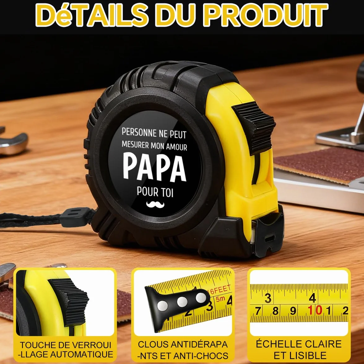 Mètre Ruban Cadeau Fête des Pères Jaune