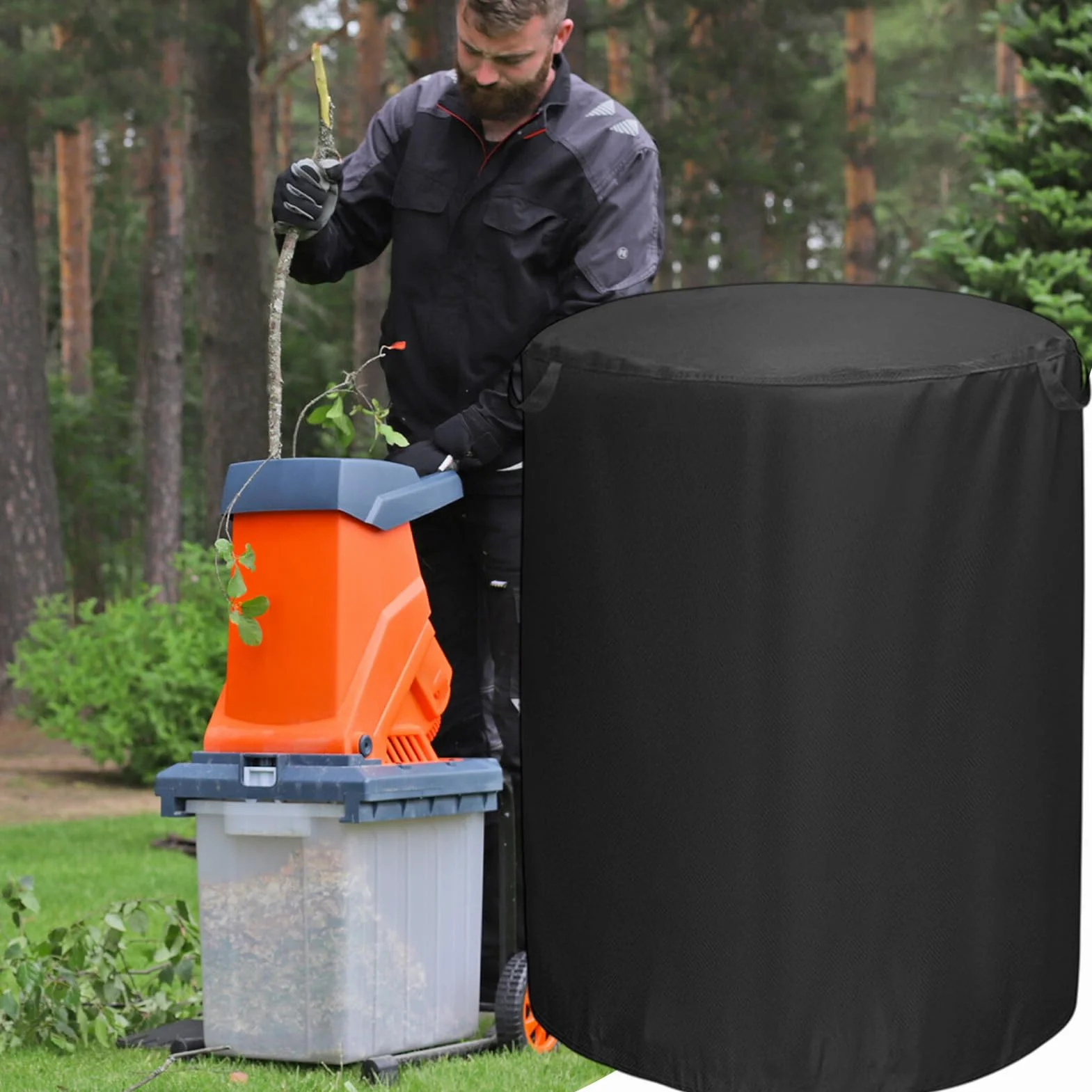 Housse Pour Broyeur de Végétaux | Housse de Protection Oxford pour Broyeur de Branches | 84x114 cm - Protection pour Outils de Jardin d'Extérieur, Terrasse et Pelouse